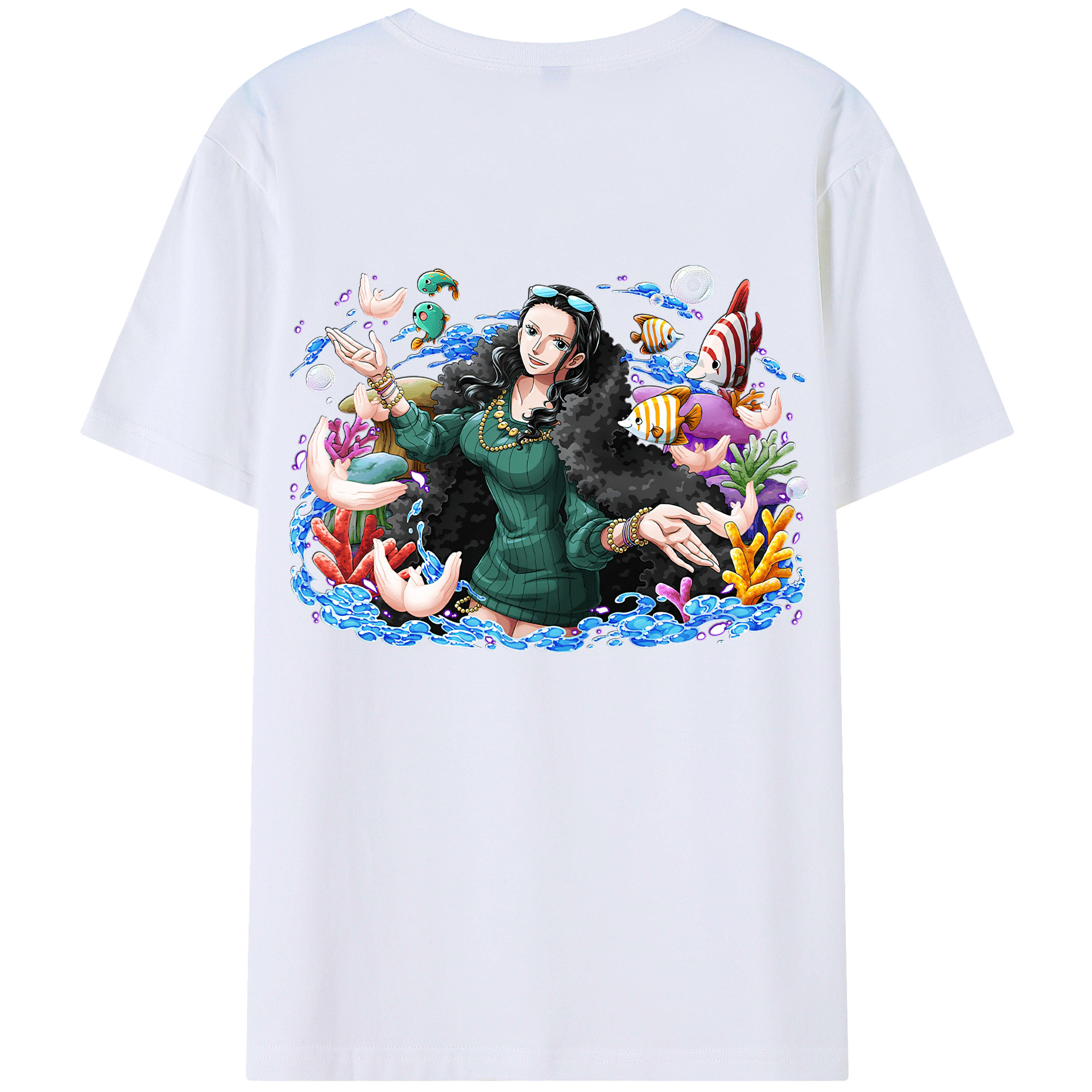 （画像用） ワンピース ニコ・ロビン ONE PIECE Nico Robin 綿100％ メンズ半袖Tシャツ（バックプリント） 通気性