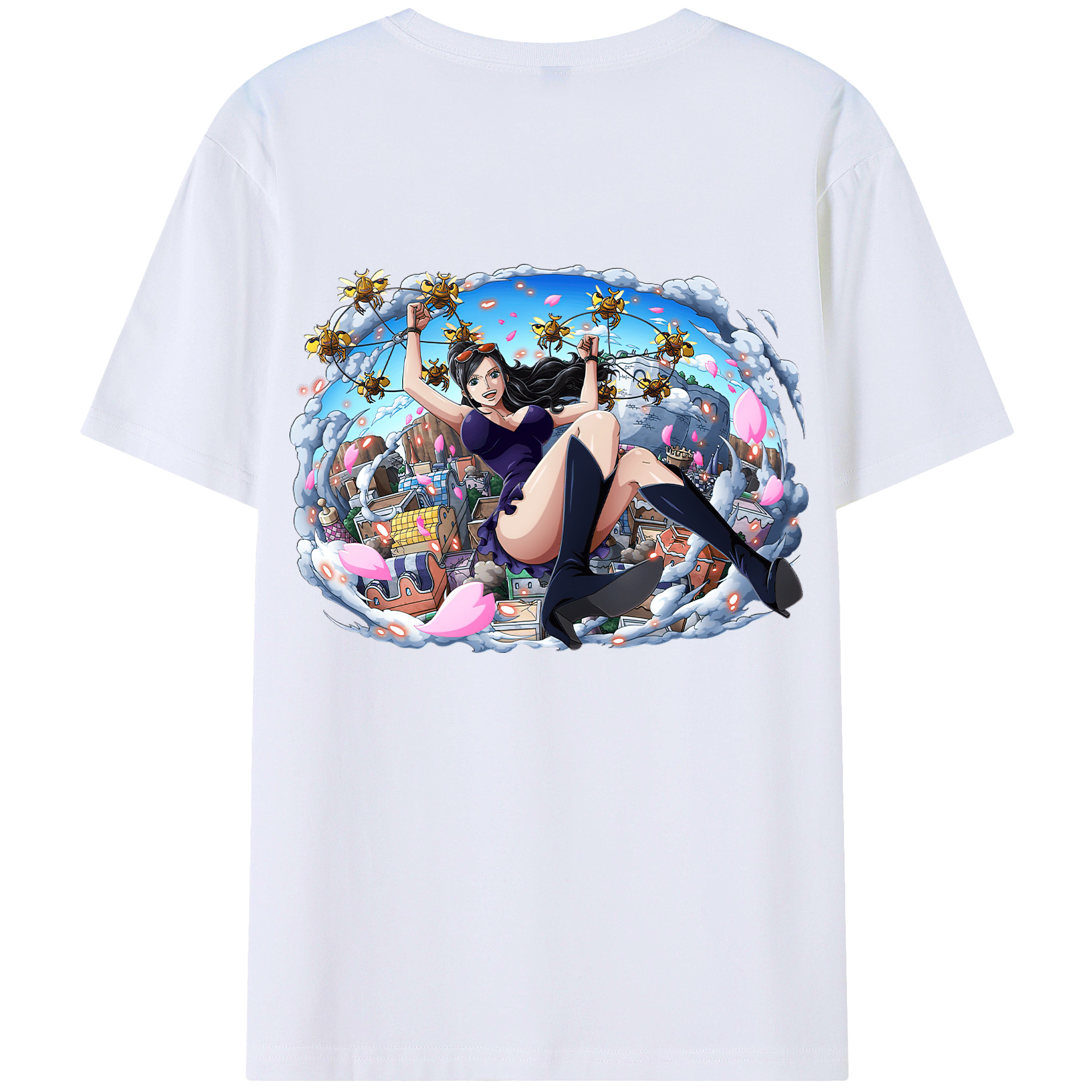 （画像用） ワンピース ニコ・ロビン ONE PIECE Nico Robin 綿100％ メンズ半袖Tシャツ（バックプリント） 通気性