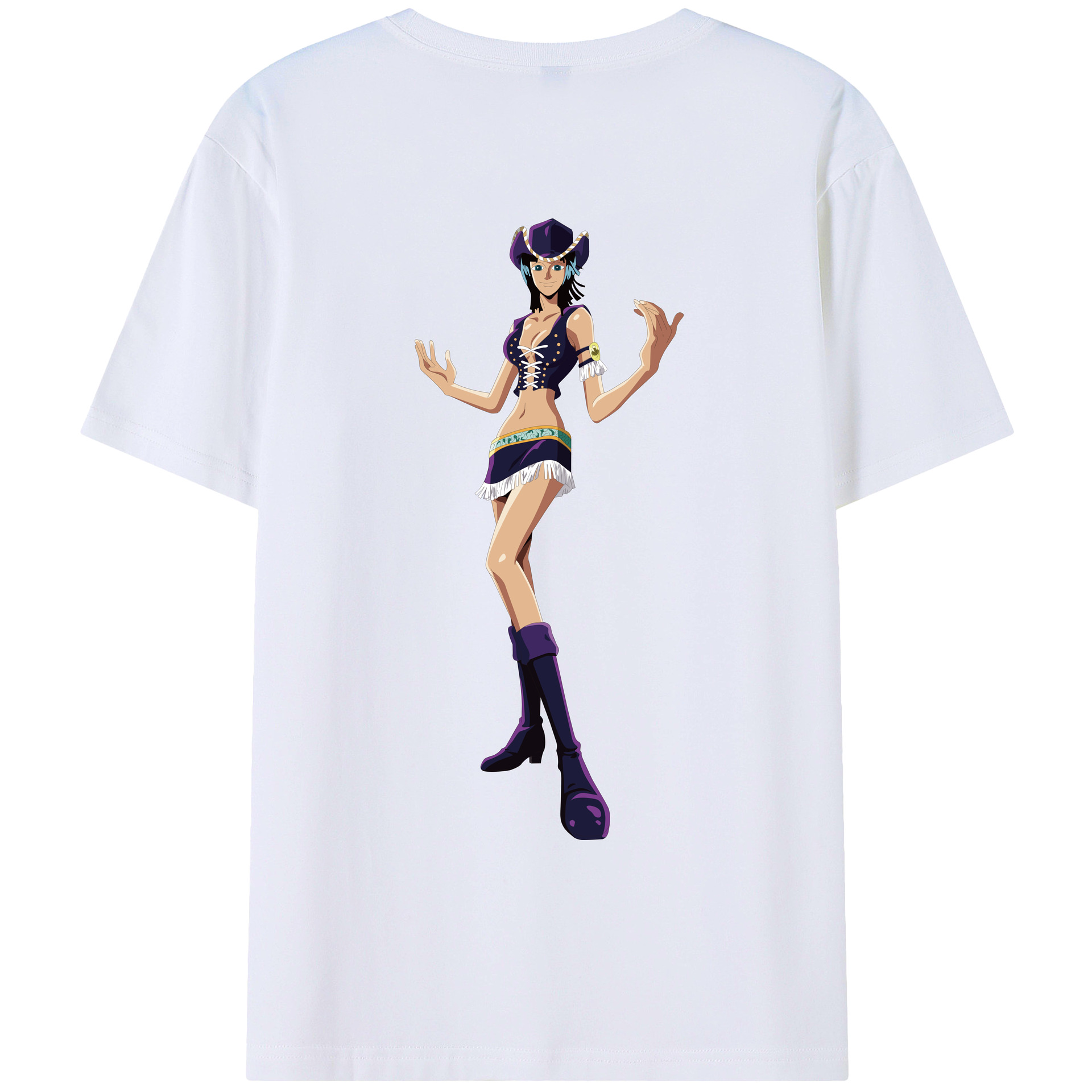 （画像用） ワンピース ニコ・ロビン ONE PIECE Nico Robin 綿100％ メンズ半袖Tシャツ（バックプリント） 通気性