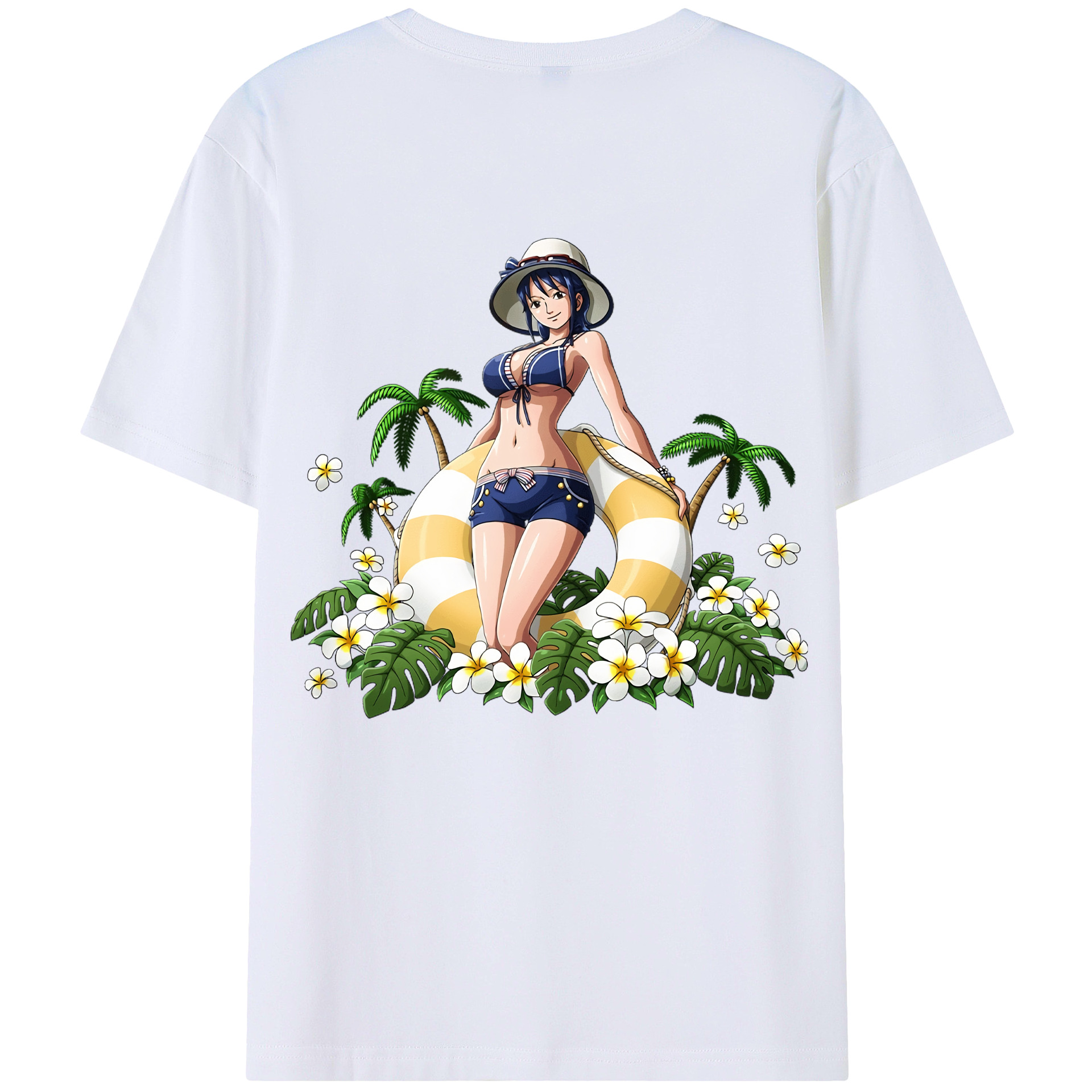 （画像用） ワンピース ニコ・ロビン ONE PIECE Nico Robin 綿100％ メンズ半袖Tシャツ（バックプリント） 通気性