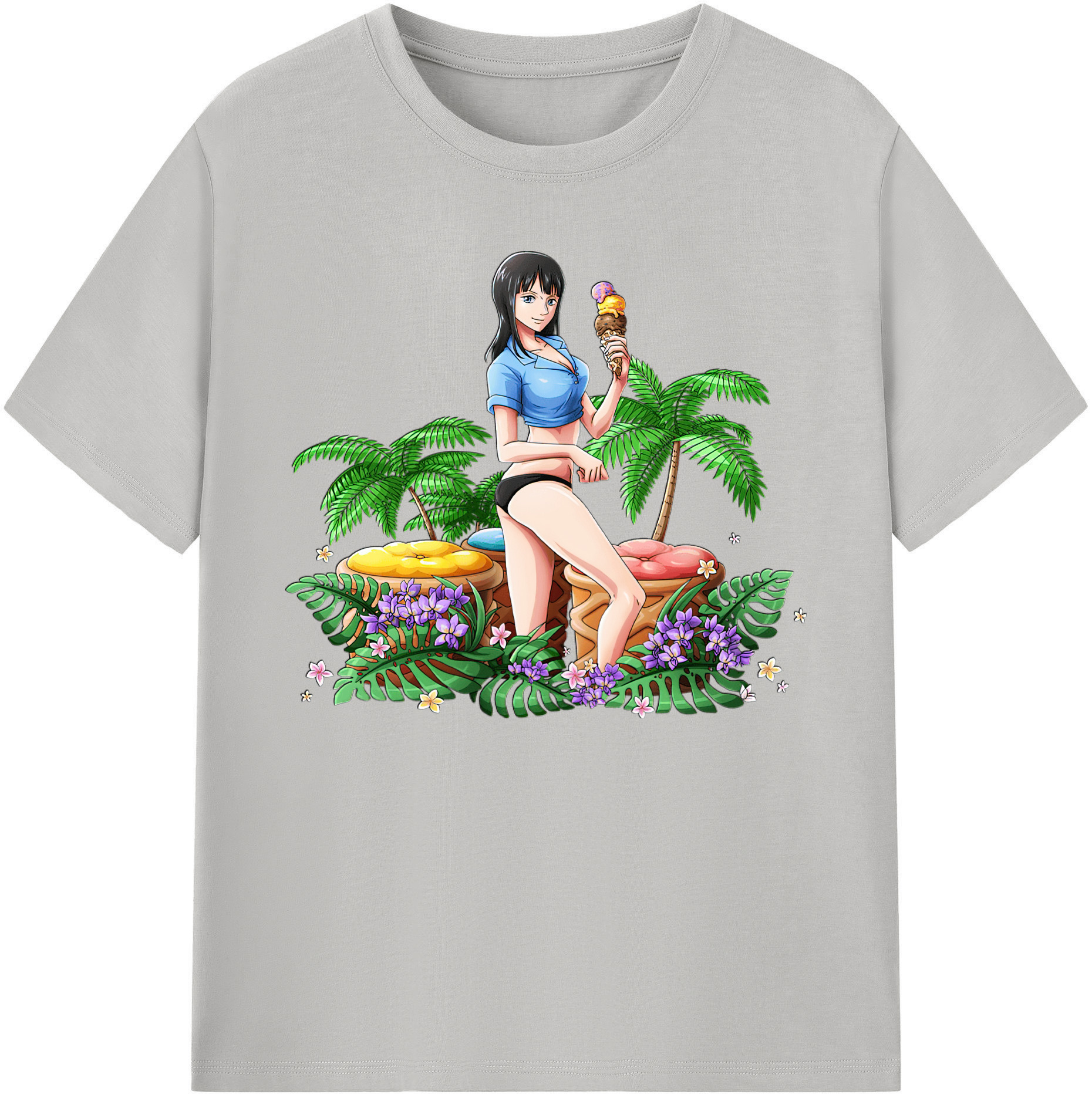 ワンピース ニコ・ロビン ONE PIECE Nico Robin 綿100％ メンズ半袖Tシャツ｜肌触りやわらか＆通気性