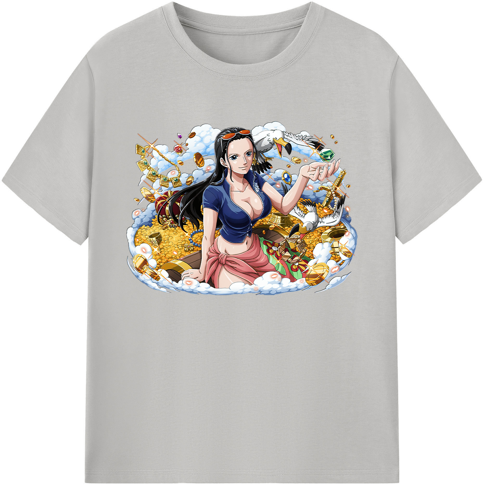 ワンピース ニコ・ロビン ONE PIECE Nico Robin 綿100％ メンズ半袖Tシャツ｜肌触りやわらか＆通気性