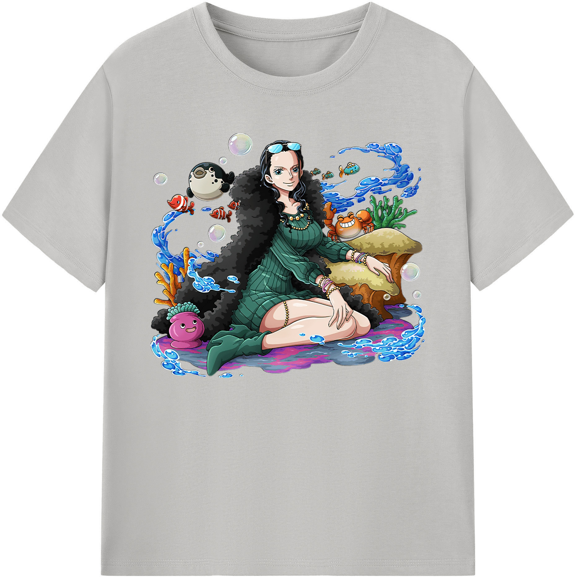 ワンピース ニコ・ロビン ONE PIECE Nico Robin 綿100％ メンズ半袖Tシャツ｜肌触りやわらか＆通気性