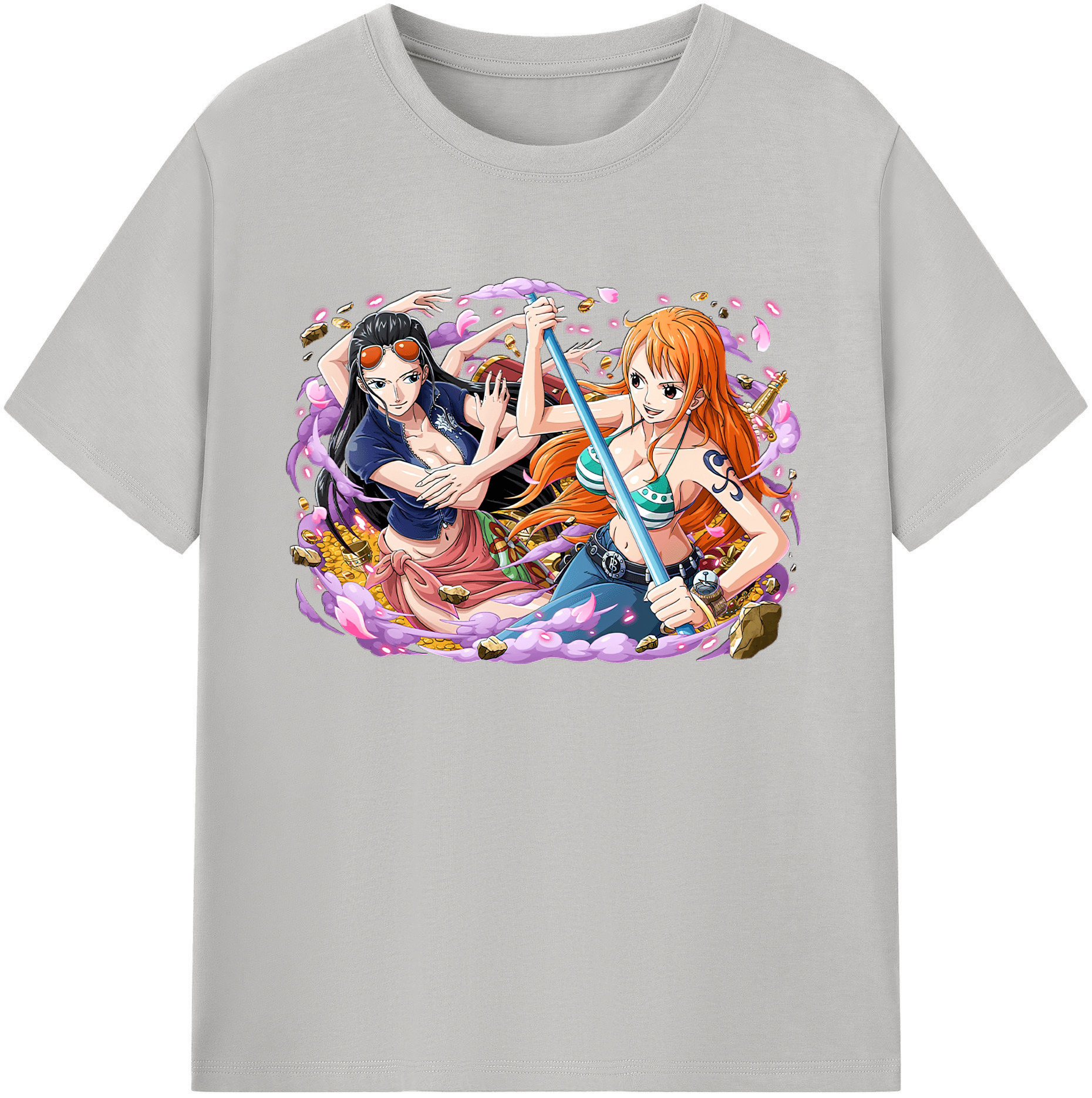 ワンピース ニコ・ロビン ONE PIECE Nico Robin 綿100％ メンズ半袖Tシャツ｜肌触りやわらか＆通気性