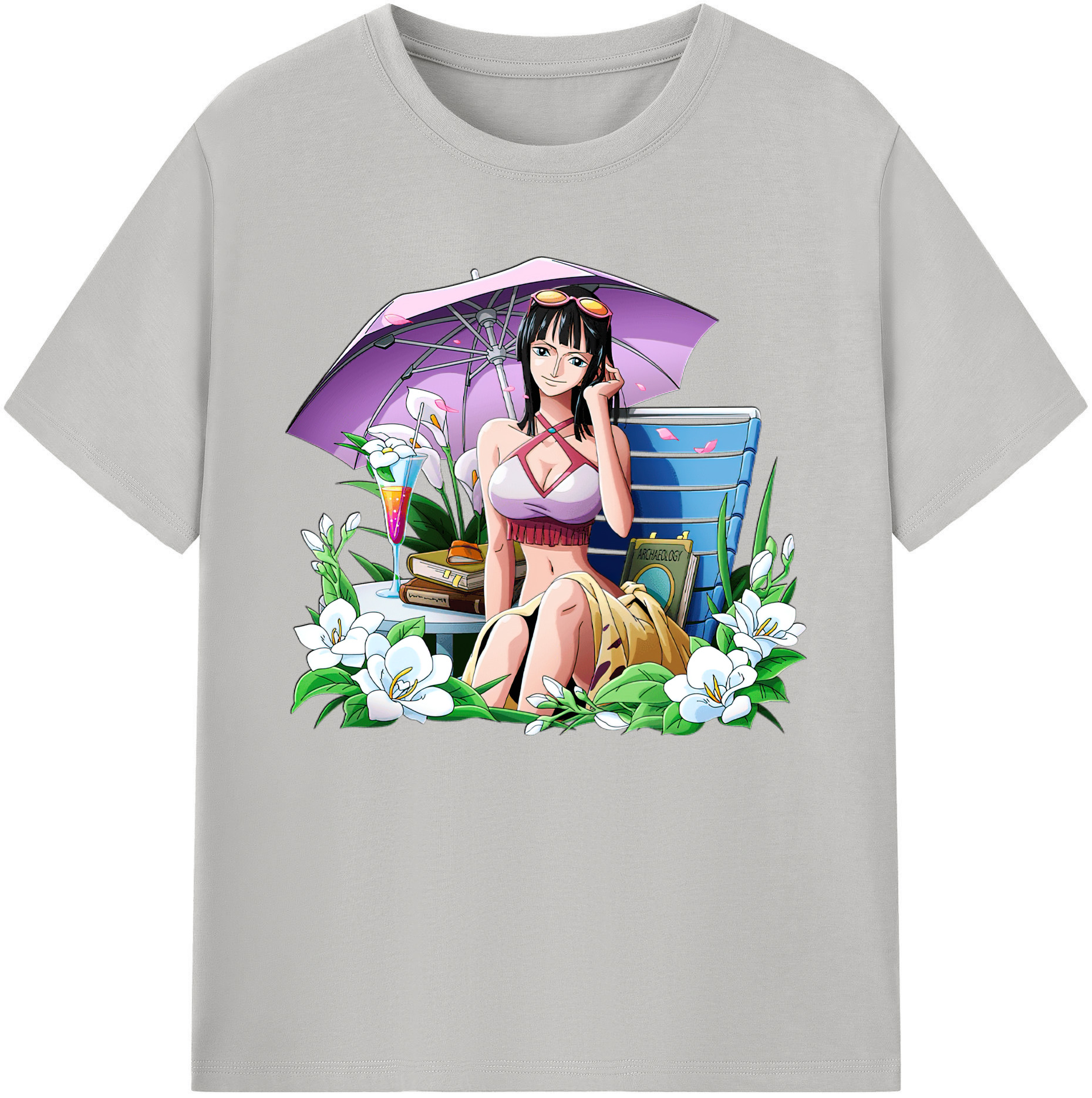 ワンピース ニコ・ロビン ONE PIECE Nico Robin 綿100％ メンズ半袖Tシャツ｜肌触りやわらか＆通気性