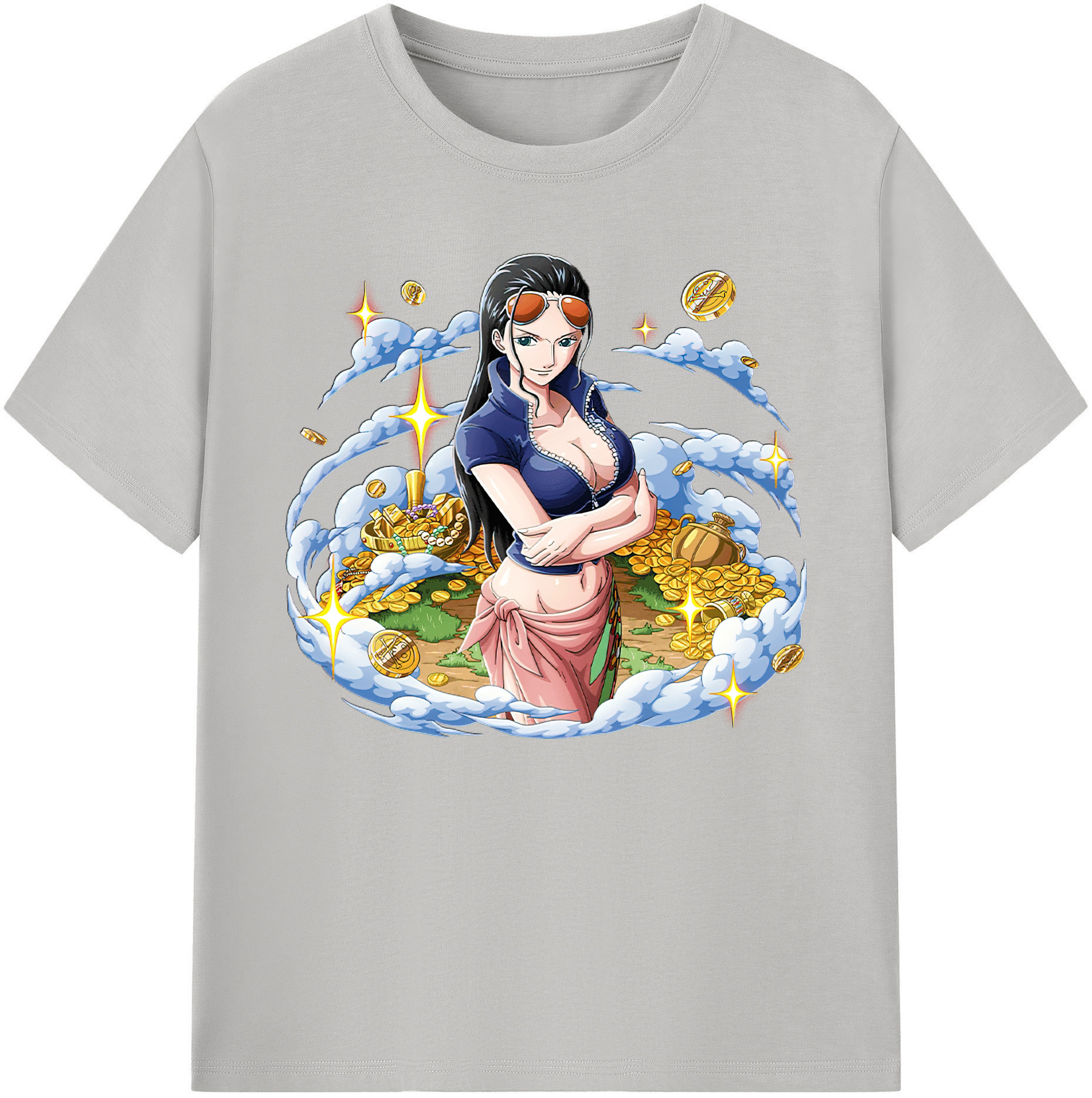 ワンピース ニコ・ロビン ONE PIECE Nico Robin 綿100％ メンズ半袖Tシャツ｜肌触りやわらか＆通気性