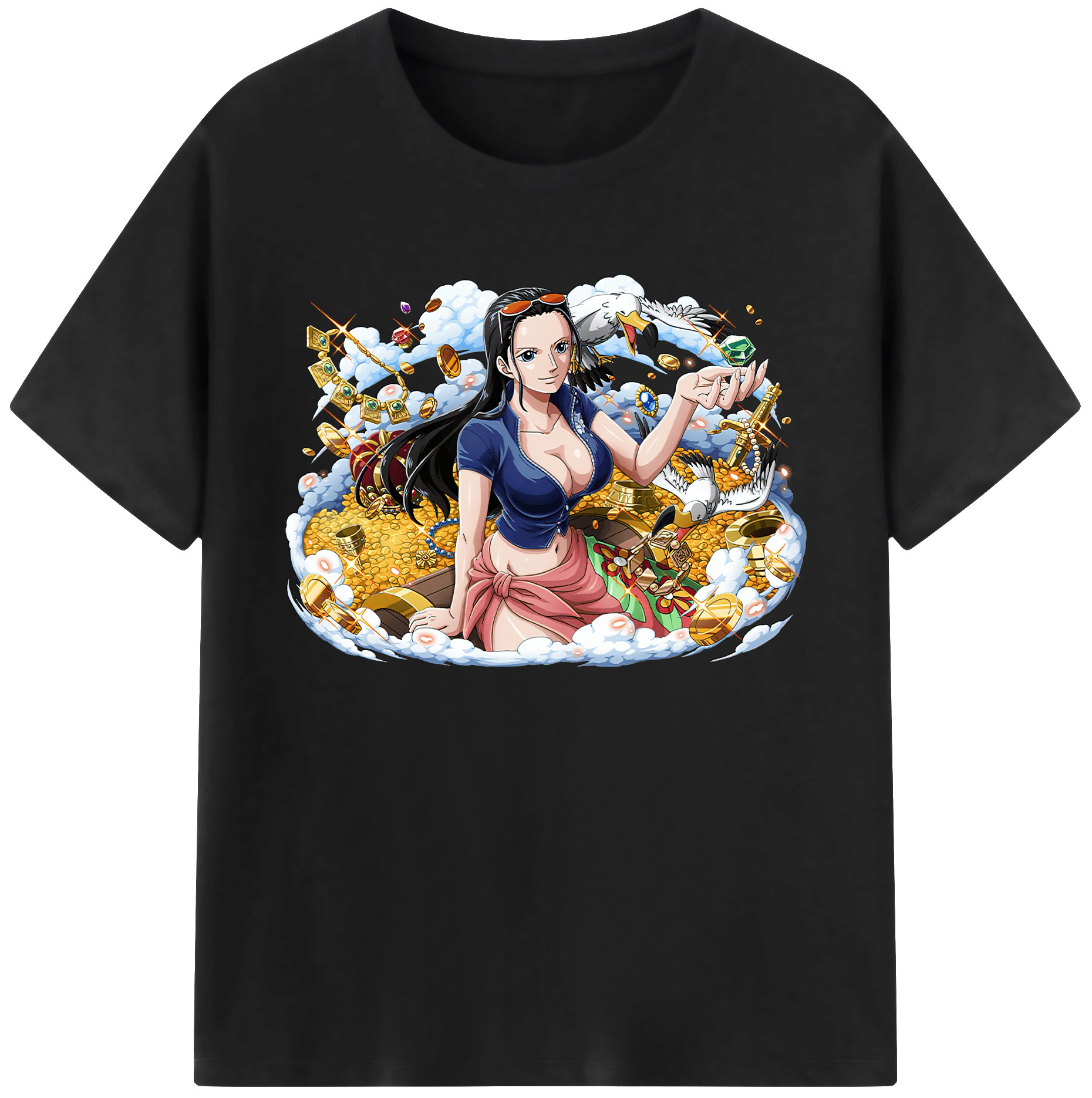ワンピース ニコ・ロビン ONE PIECE Nico Robin 綿100％ メンズ半袖Tシャツ｜肌触りやわらか＆通気性