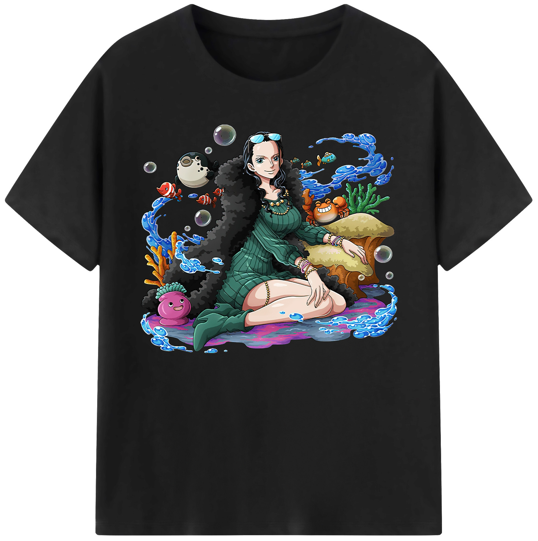 ワンピース ニコ・ロビン ONE PIECE Nico Robin 綿100％ メンズ半袖Tシャツ｜肌触りやわらか＆通気性