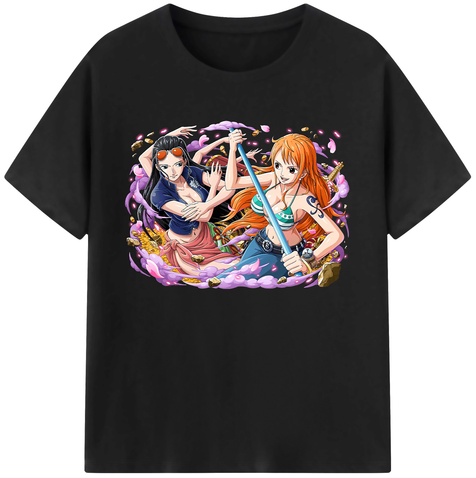 ワンピース ニコ・ロビン ONE PIECE Nico Robin 綿100％ メンズ半袖Tシャツ｜肌触りやわらか＆通気性