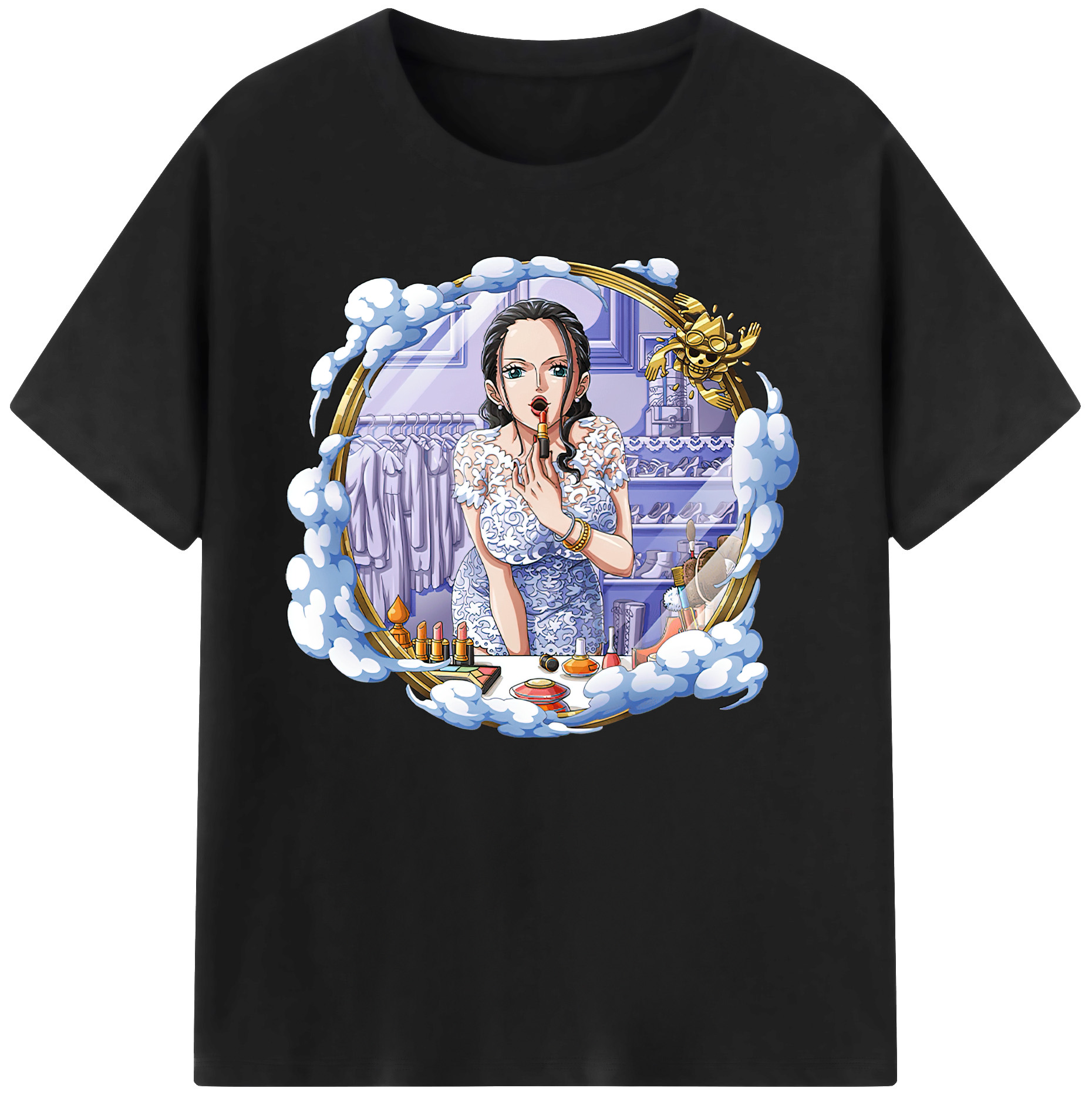 ワンピース ニコ・ロビン ONE PIECE Nico Robin 綿100％ メンズ半袖Tシャツ｜肌触りやわらか＆通気性