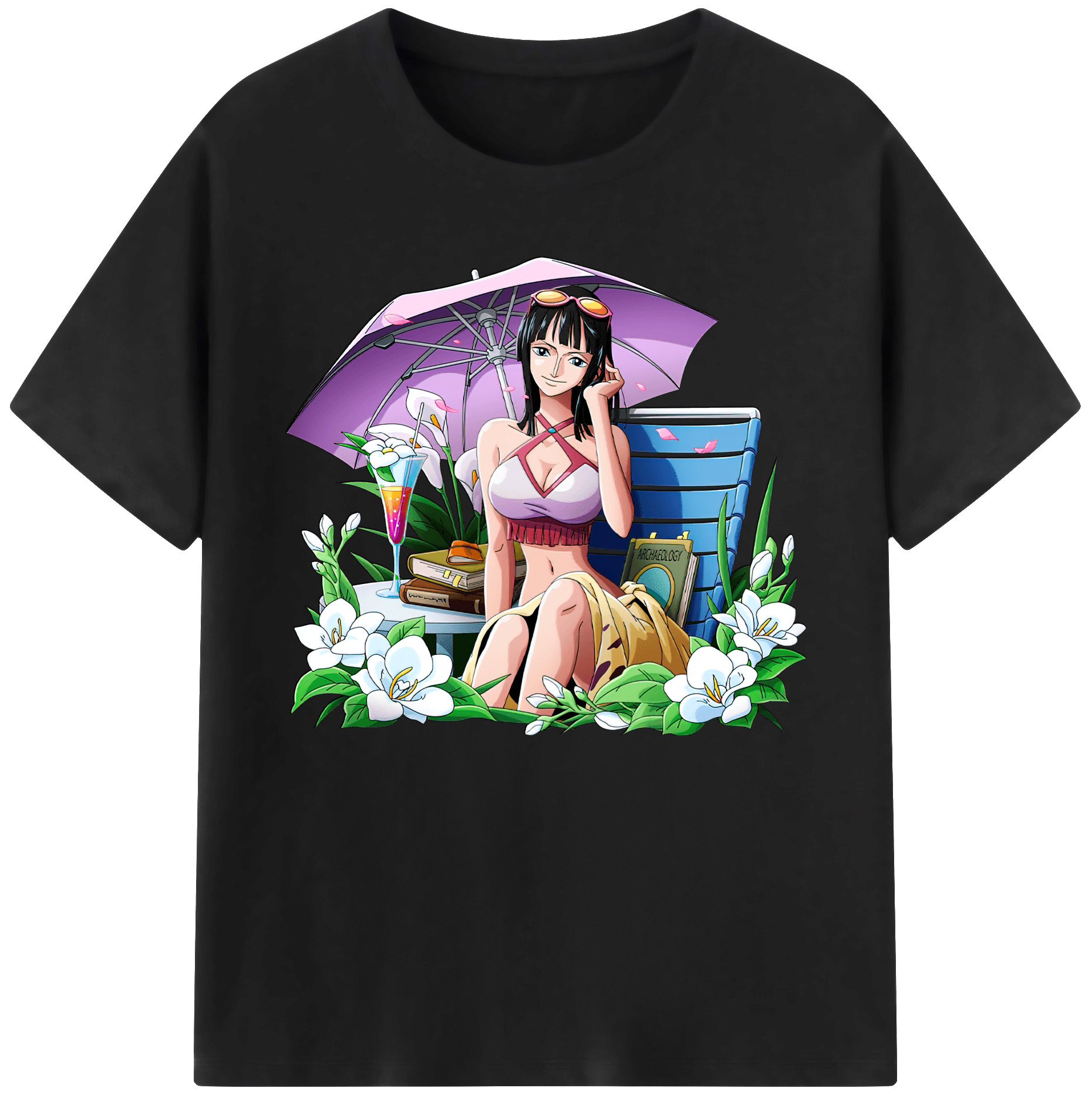 ワンピース ニコ・ロビン ONE PIECE Nico Robin 綿100％ メンズ半袖Tシャツ｜肌触りやわらか＆通気性