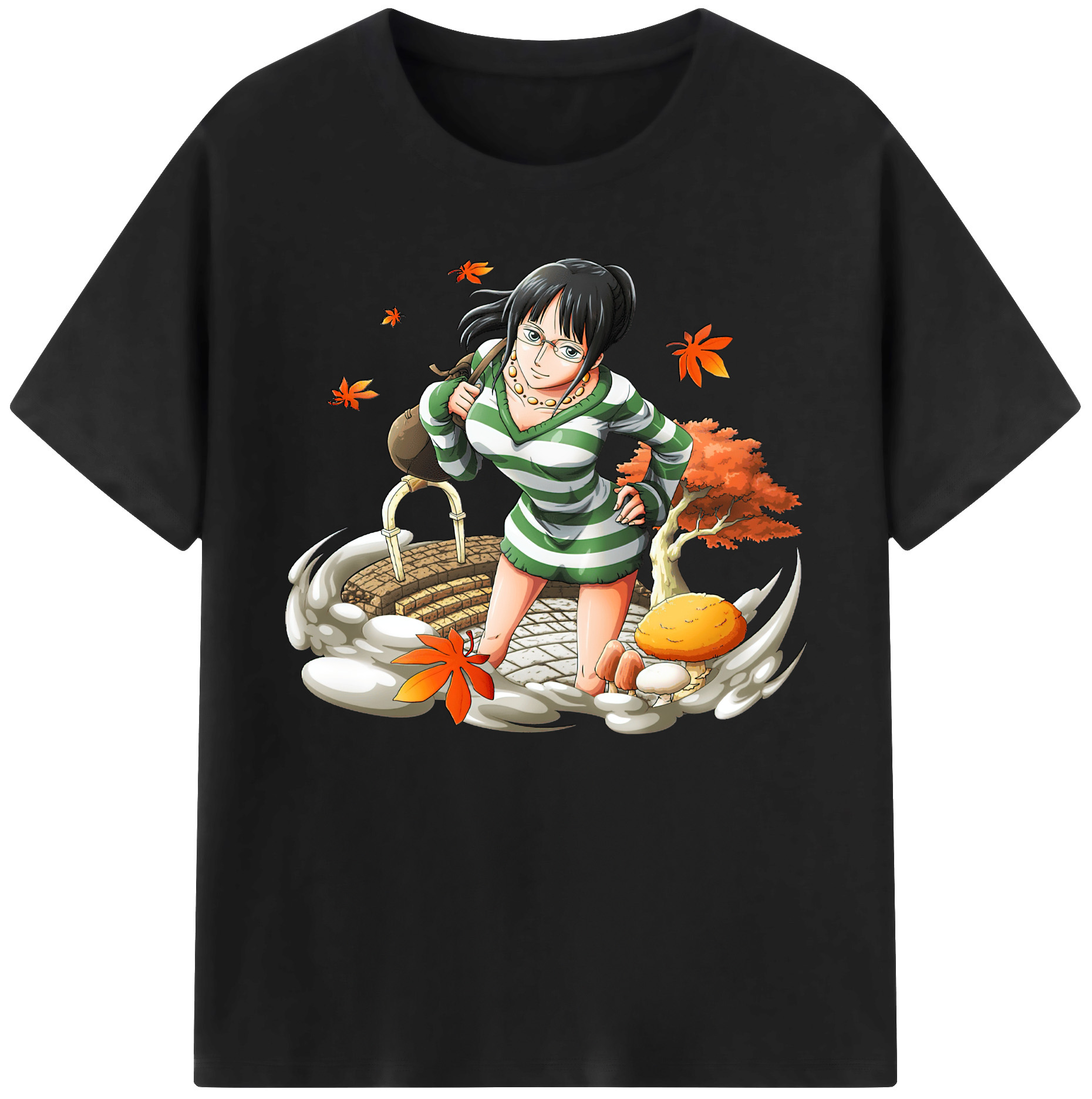 ワンピース ニコ・ロビン ONE PIECE Nico Robin 綿100％ メンズ半袖Tシャツ｜肌触りやわらか＆通気性