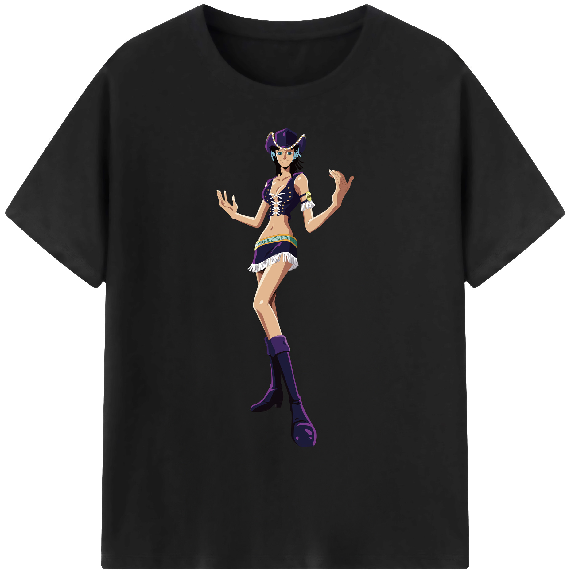 ワンピース ニコ・ロビン ONE PIECE Nico Robin 綿100％ メンズ半袖Tシャツ｜肌触りやわらか＆通気性