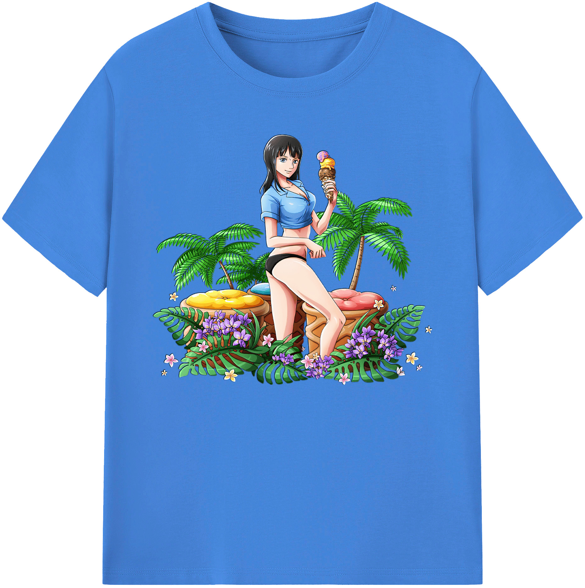 ワンピース ニコ・ロビン ONE PIECE Nico Robin 綿100％ メンズ半袖Tシャツ｜肌触りやわらか＆通気性