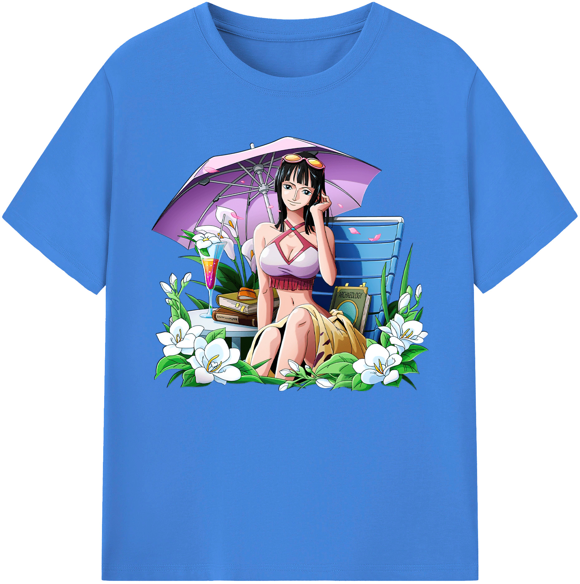 ワンピース ニコ・ロビン ONE PIECE Nico Robin 綿100％ メンズ半袖Tシャツ｜肌触りやわらか＆通気性