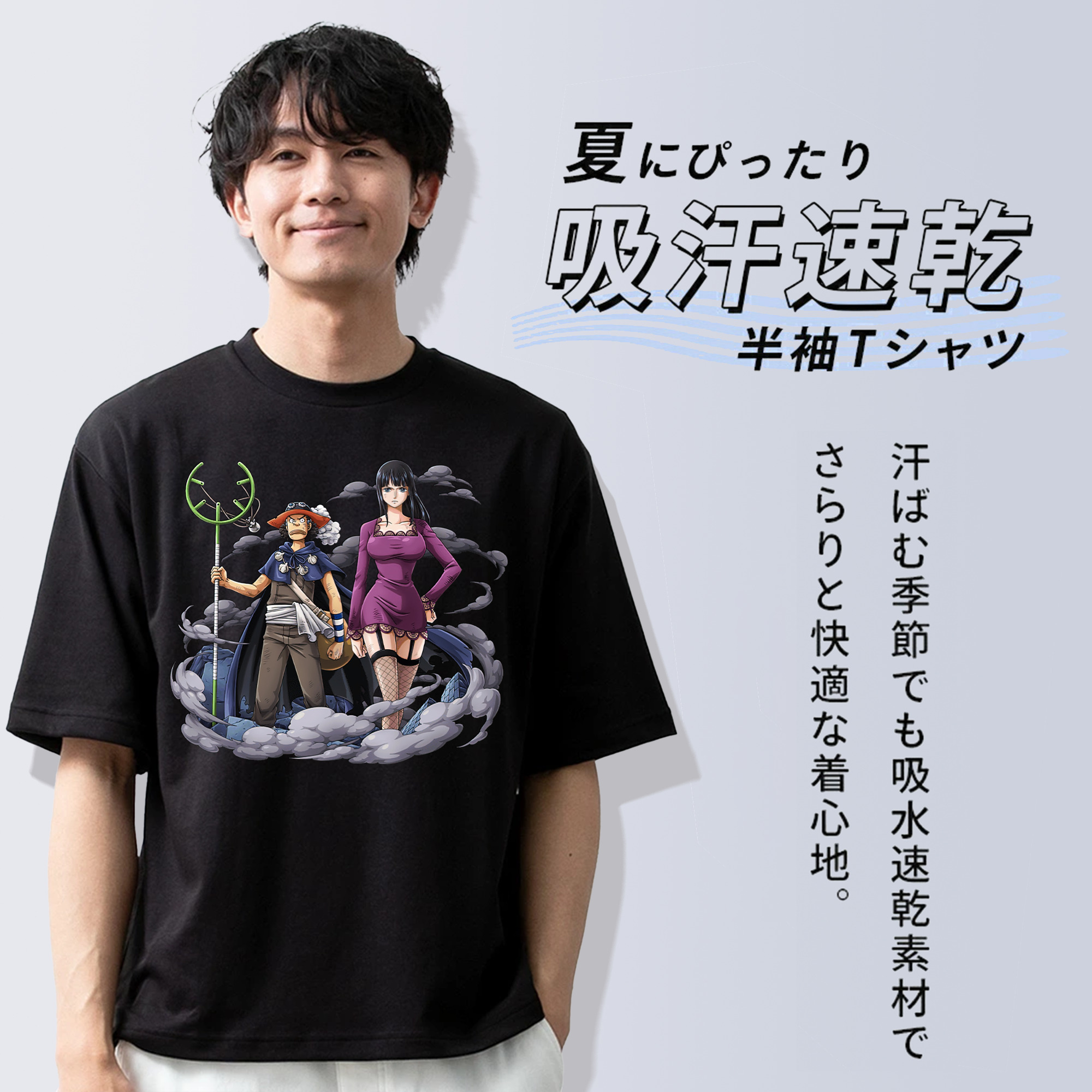 ワンピース ニコ・ロビン ONE PIECE Nico Robin 綿100％ メンズ半袖Tシャツ｜肌触りやわらか＆通気性