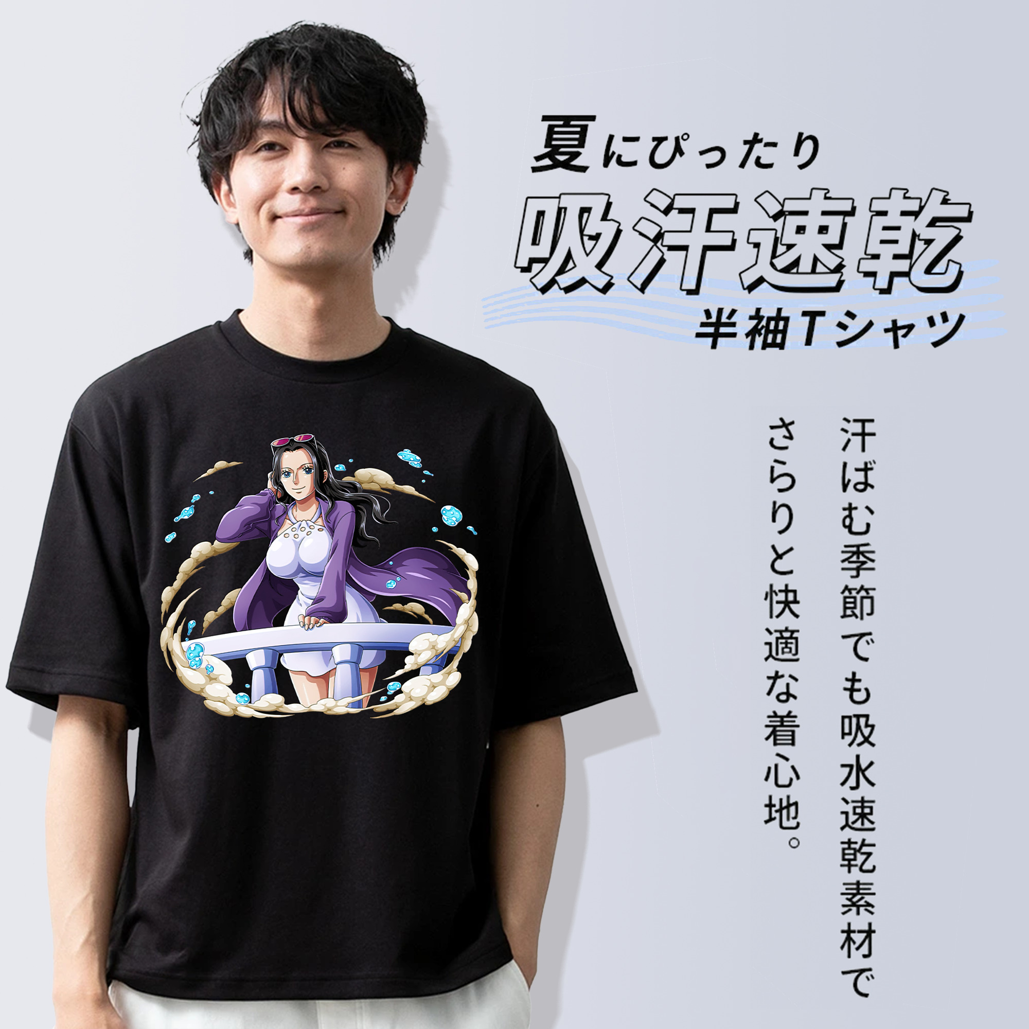 ワンピース ニコ・ロビン ONE PIECE Nico Robin 綿100％ メンズ半袖Tシャツ｜肌触りやわらか＆通気性