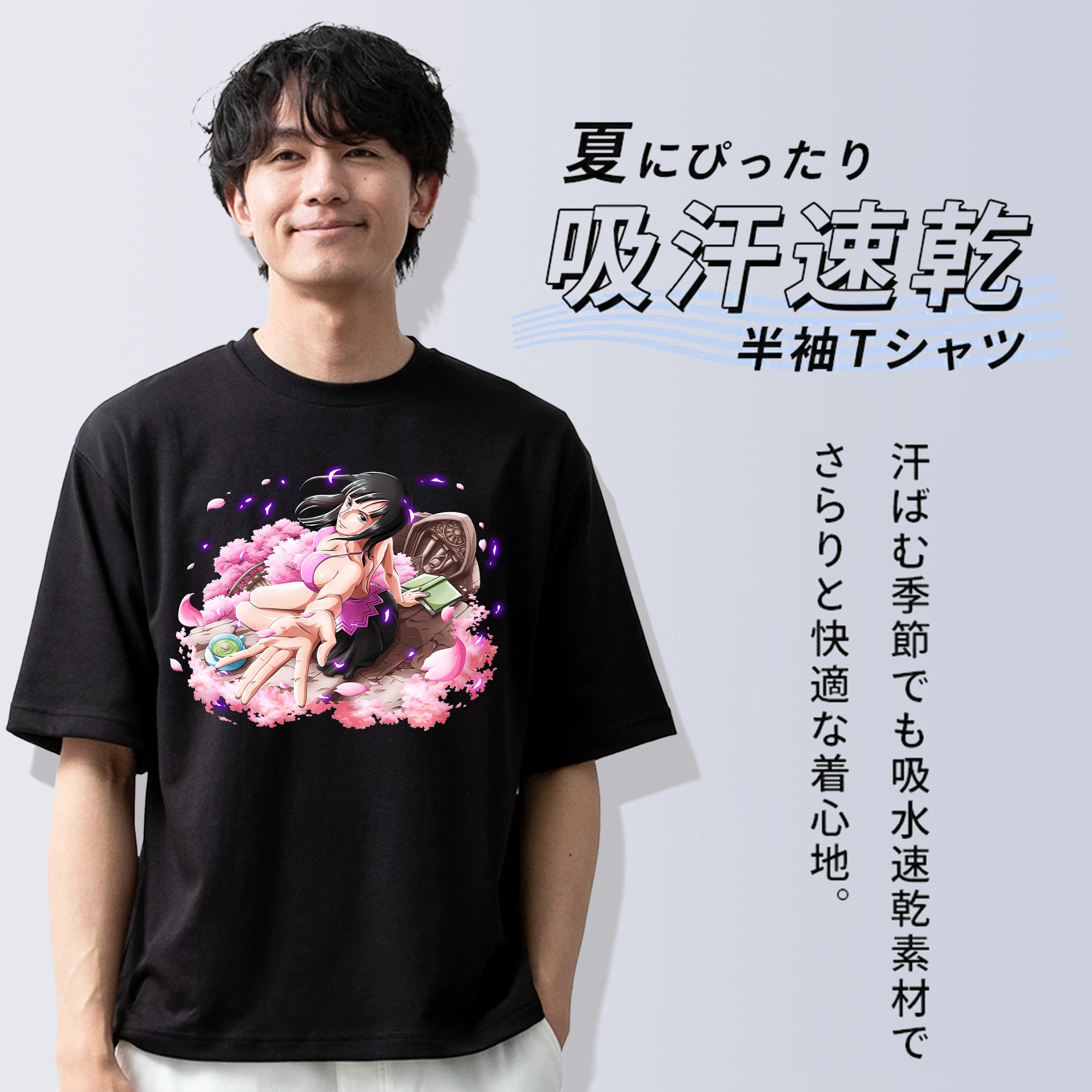 ワンピース ニコ・ロビン ONE PIECE Nico Robin 綿100％ メンズ半袖Tシャツ｜肌触りやわらか＆通気性