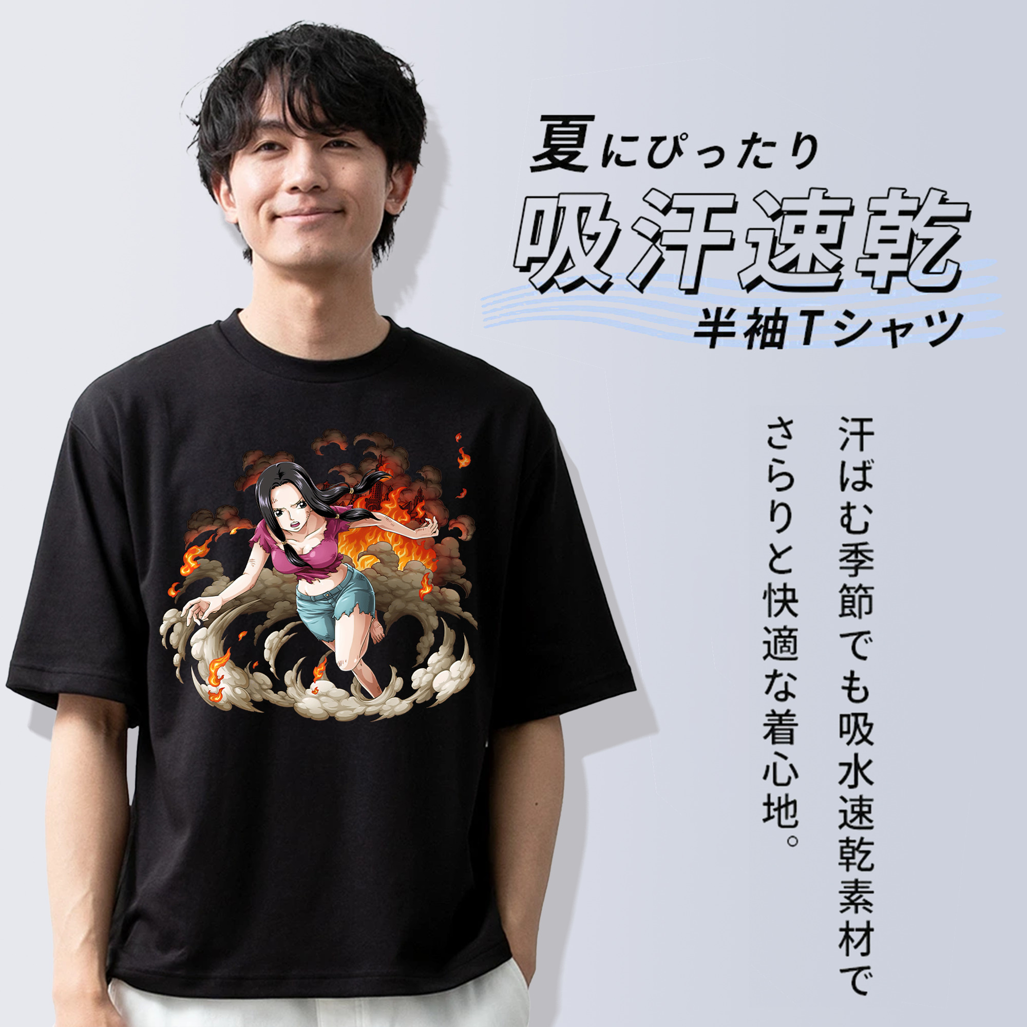 ワンピース ニコ・ロビン ONE PIECE Nico Robin 綿100％ メンズ半袖Tシャツ｜肌触りやわらか＆通気性