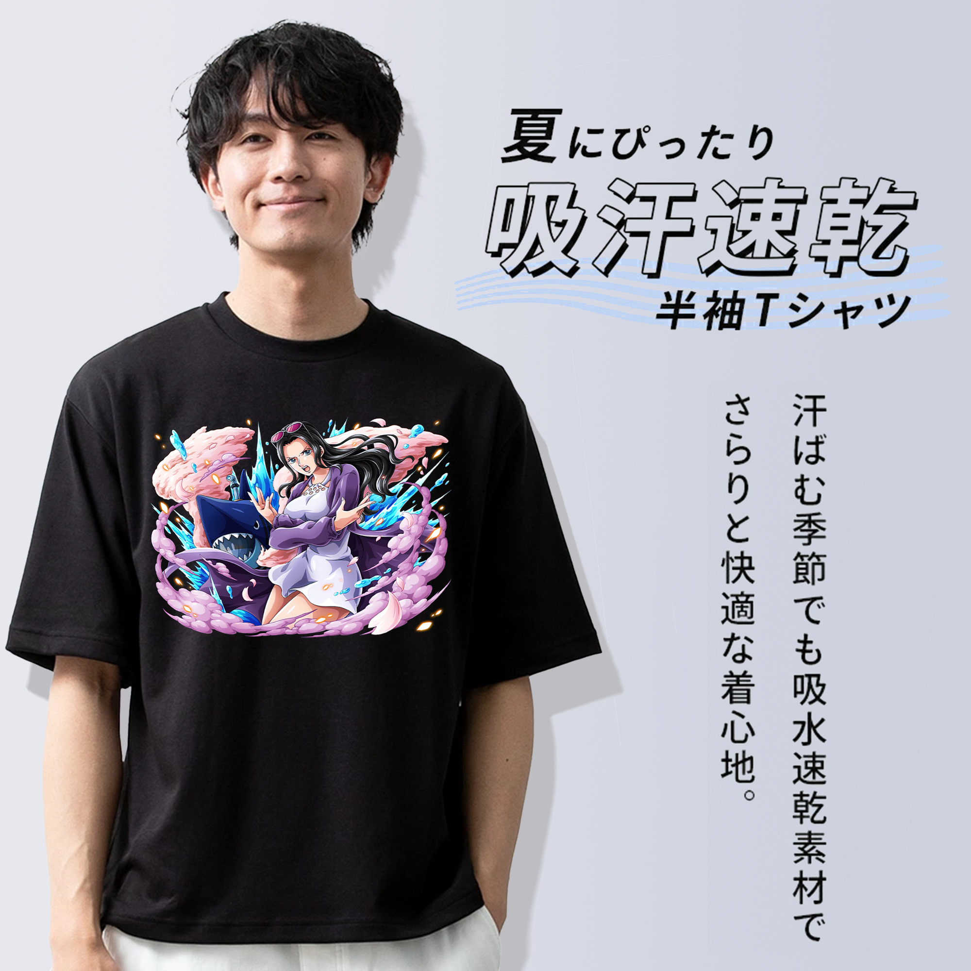 ワンピース ニコ・ロビン ONE PIECE Nico Robin 綿100％ メンズ半袖Tシャツ｜肌触りやわらか＆通気性
