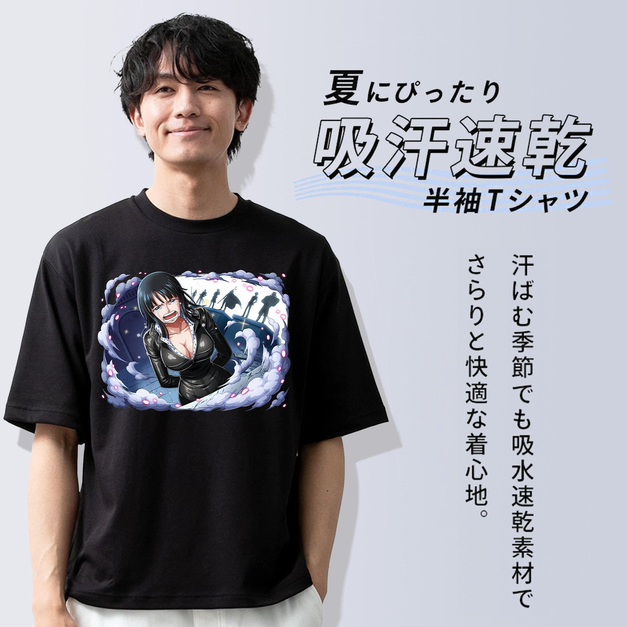 ワンピース ニコ・ロビン ONE PIECE Nico Robin 綿100％ メンズ半袖Tシャツ｜肌触りやわらか＆通気性