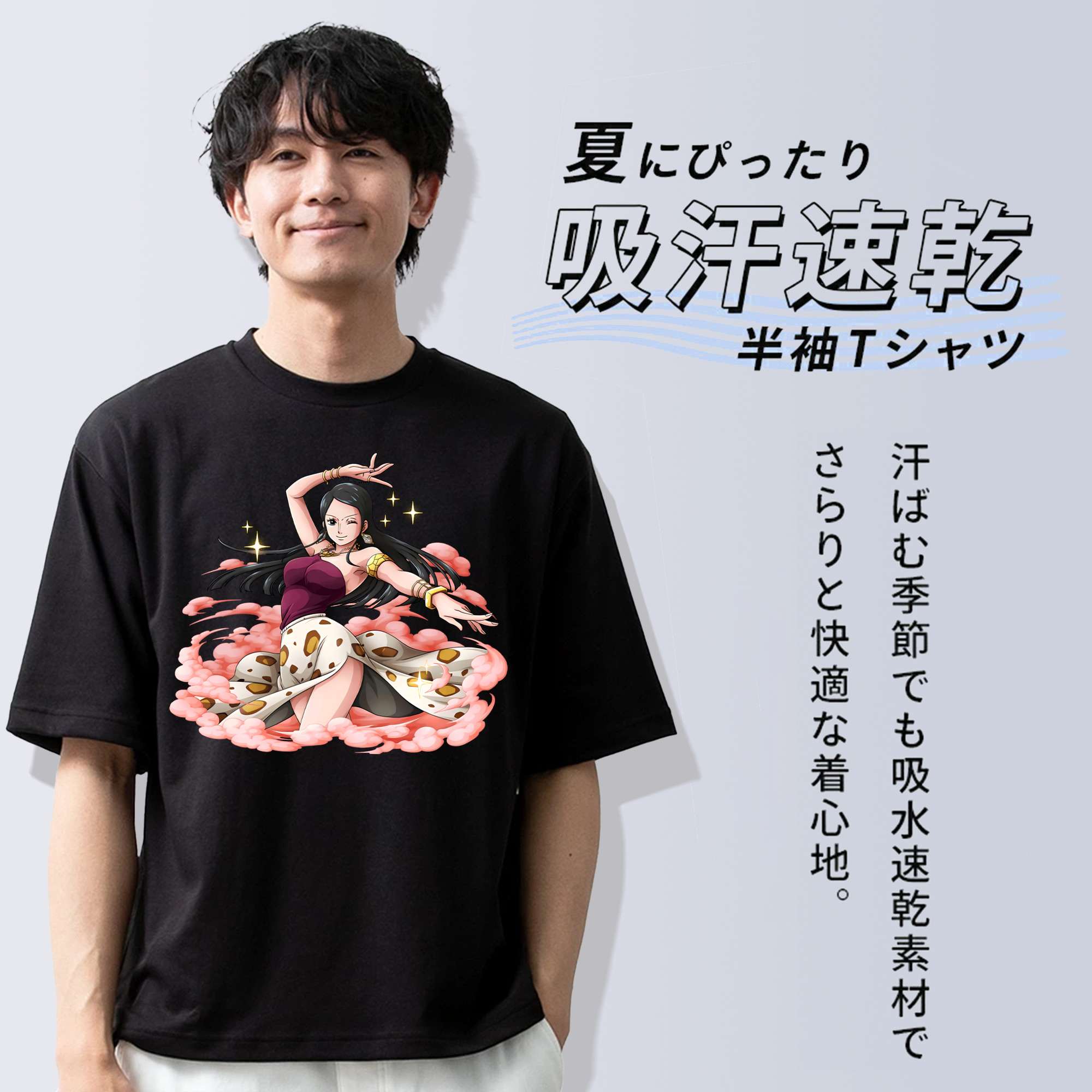 ワンピース ニコ・ロビン ONE PIECE Nico Robin 綿100％ メンズ半袖Tシャツ｜肌触りやわらか＆通気性