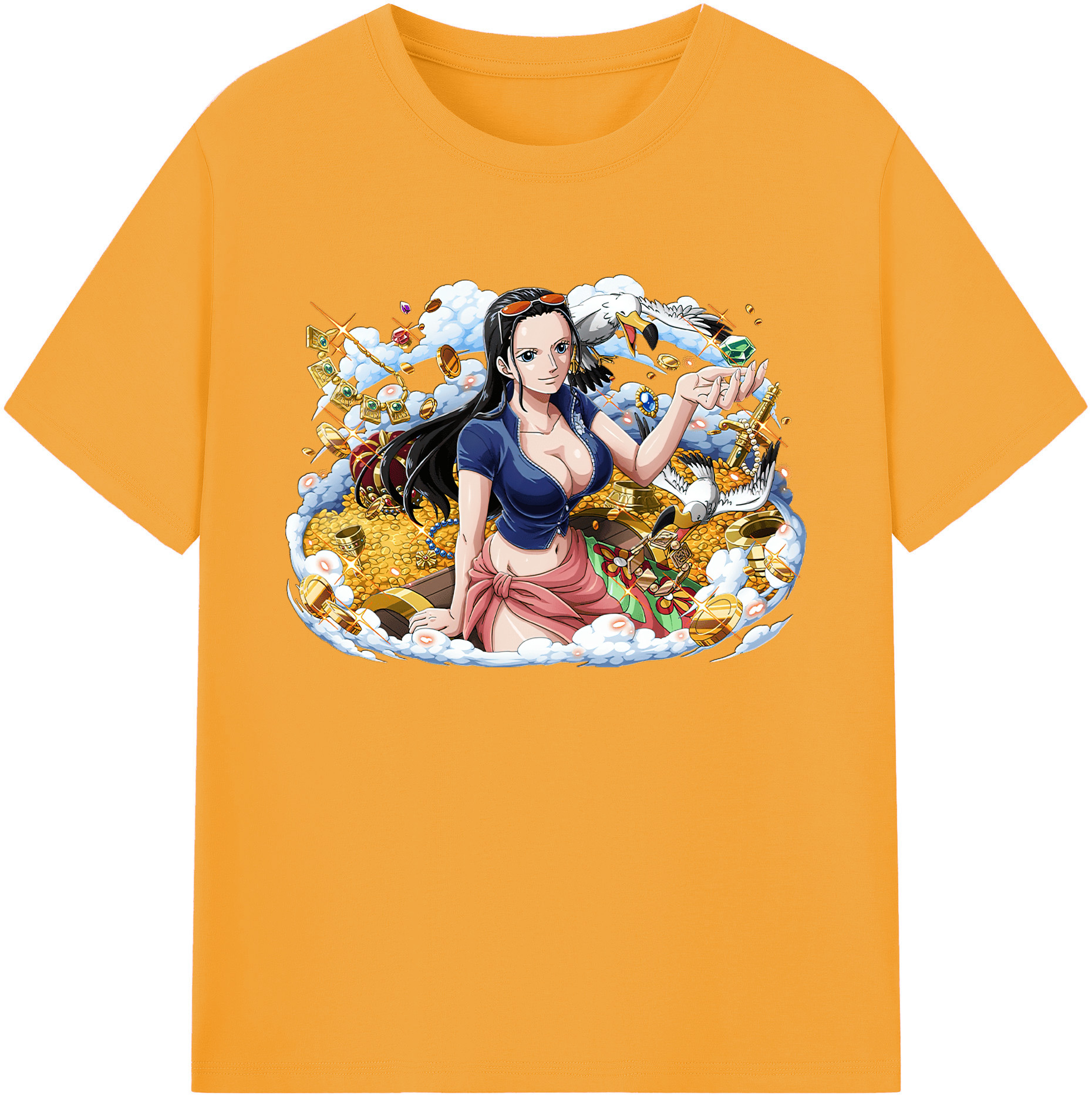 ワンピース ニコ・ロビン ONE PIECE Nico Robin 綿100％ メンズ半袖Tシャツ｜肌触りやわらか＆通気性