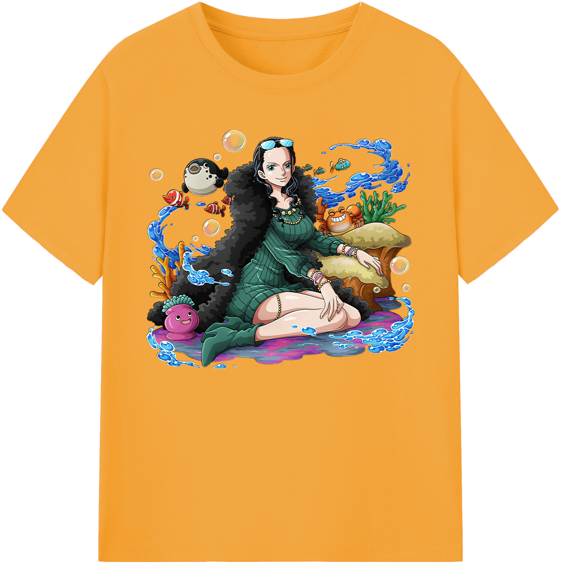 ワンピース ニコ・ロビン ONE PIECE Nico Robin 綿100％ メンズ半袖Tシャツ｜肌触りやわらか＆通気性