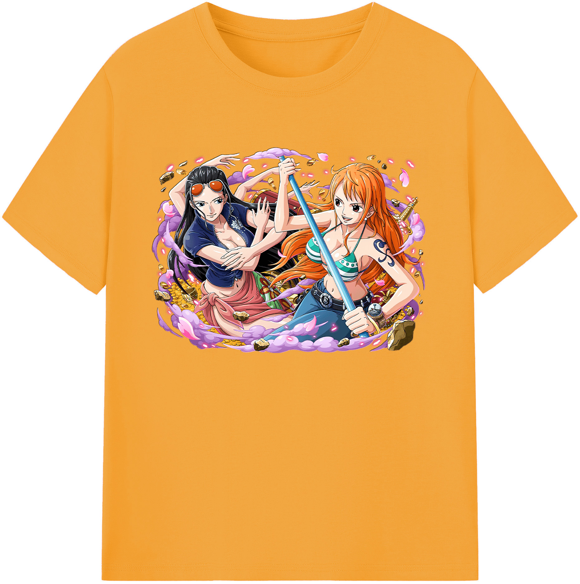 ワンピース ニコ・ロビン ONE PIECE Nico Robin 綿100％ メンズ半袖Tシャツ｜肌触りやわらか＆通気性