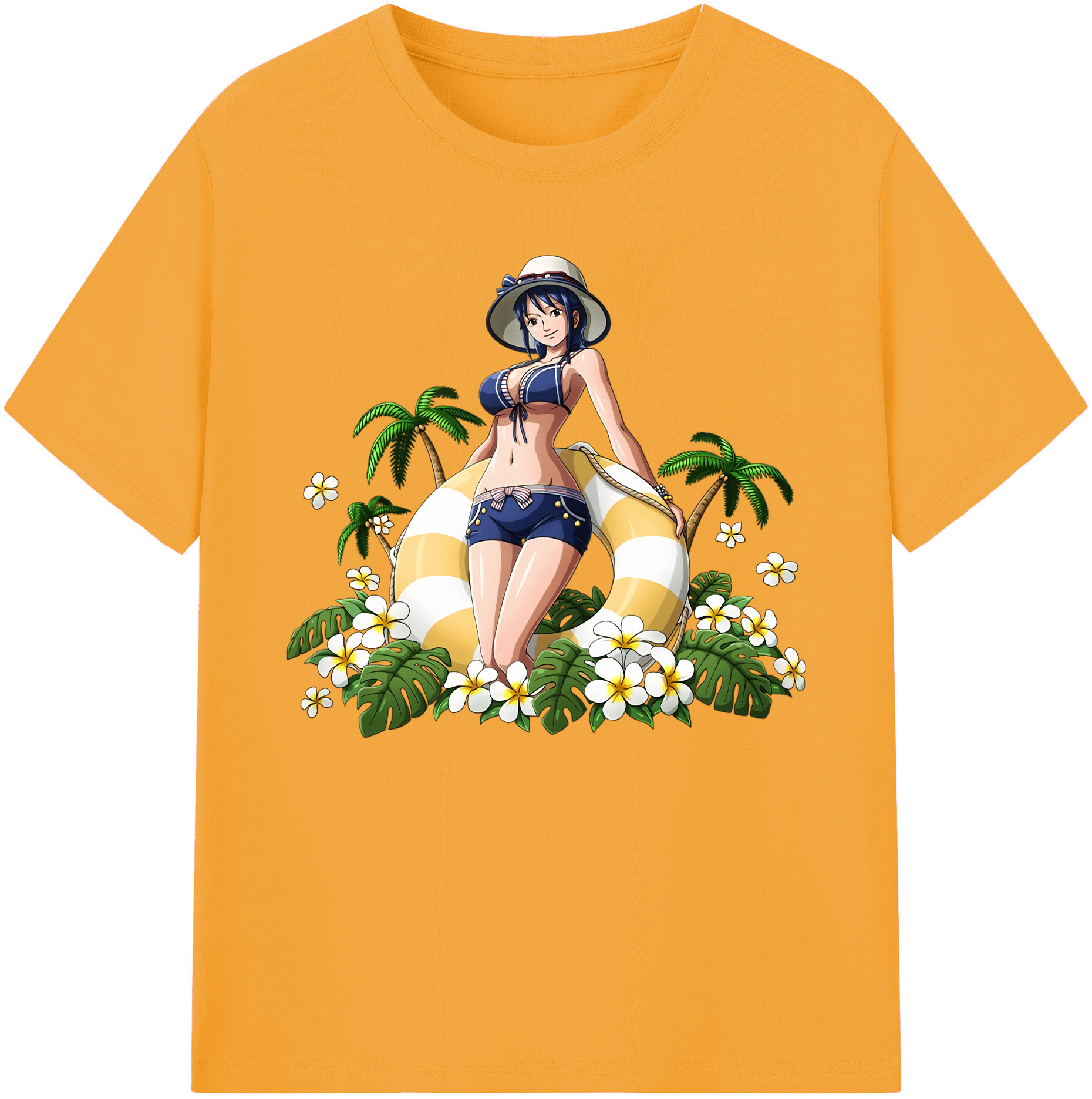 ワンピース ニコ・ロビン ONE PIECE Nico Robin 綿100％ メンズ半袖Tシャツ｜肌触りやわらか＆通気性