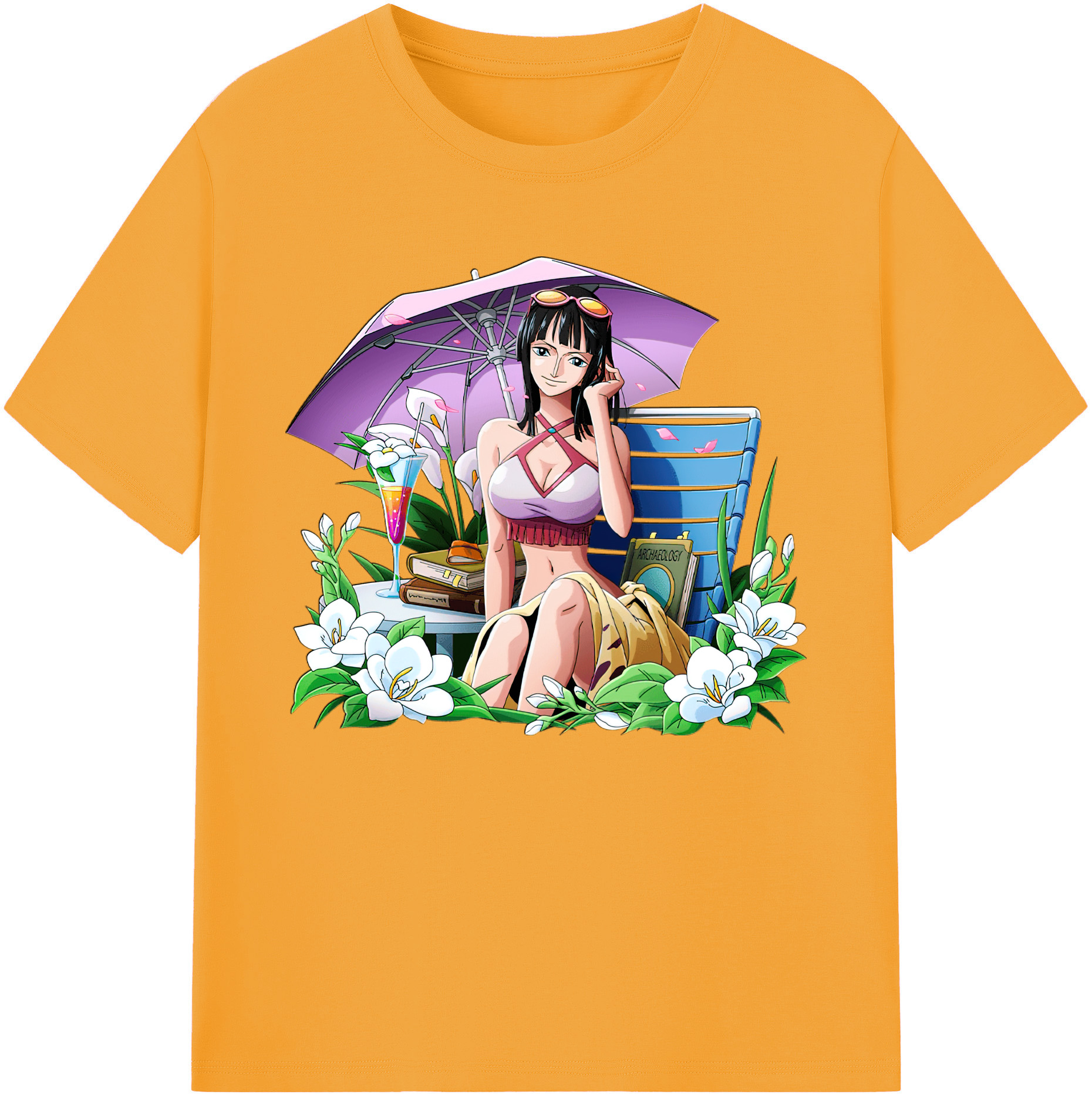 ワンピース ニコ・ロビン ONE PIECE Nico Robin 綿100％ メンズ半袖Tシャツ｜肌触りやわらか＆通気性