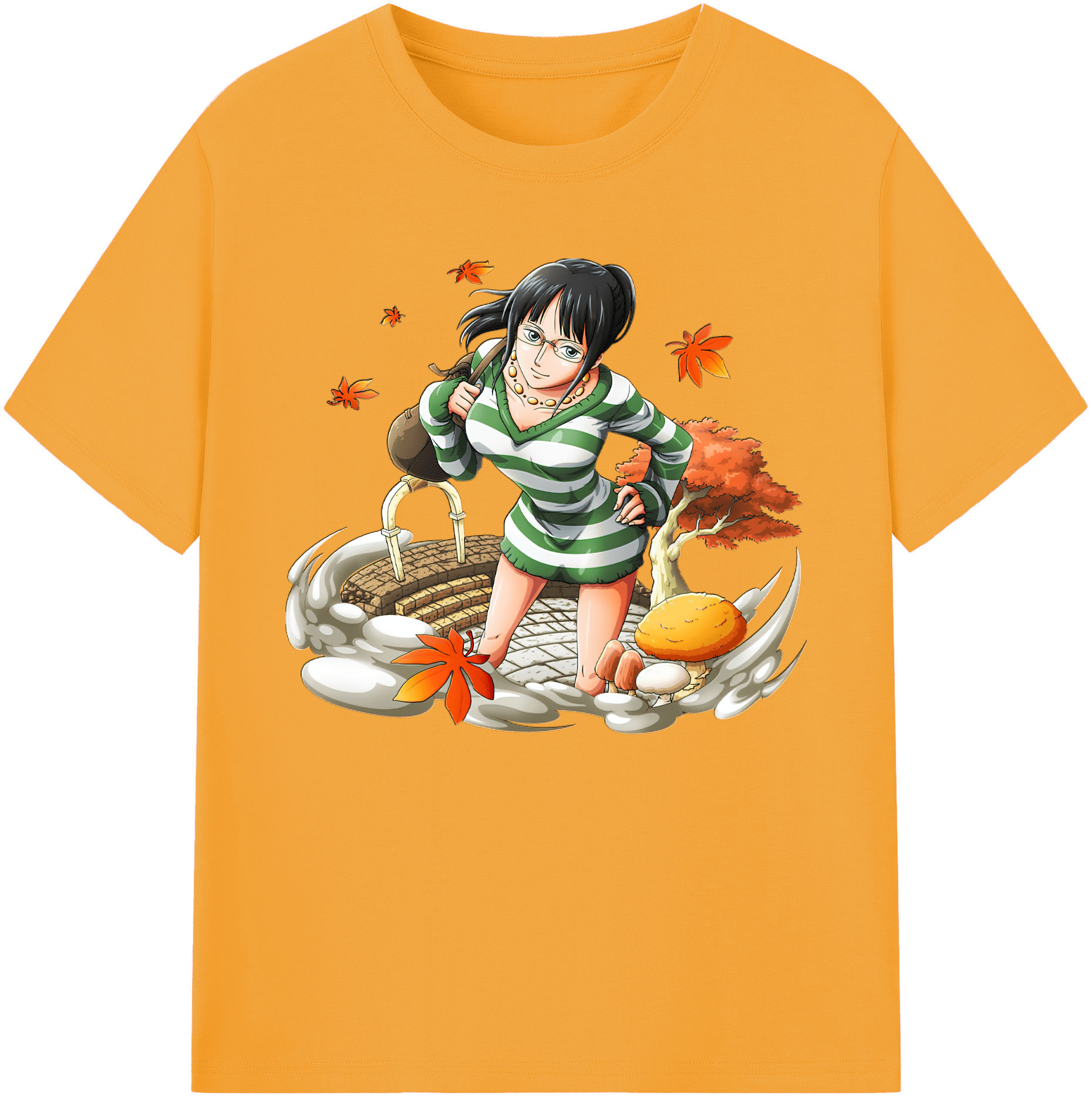 ワンピース ニコ・ロビン ONE PIECE Nico Robin 綿100％ メンズ半袖Tシャツ｜肌触りやわらか＆通気性