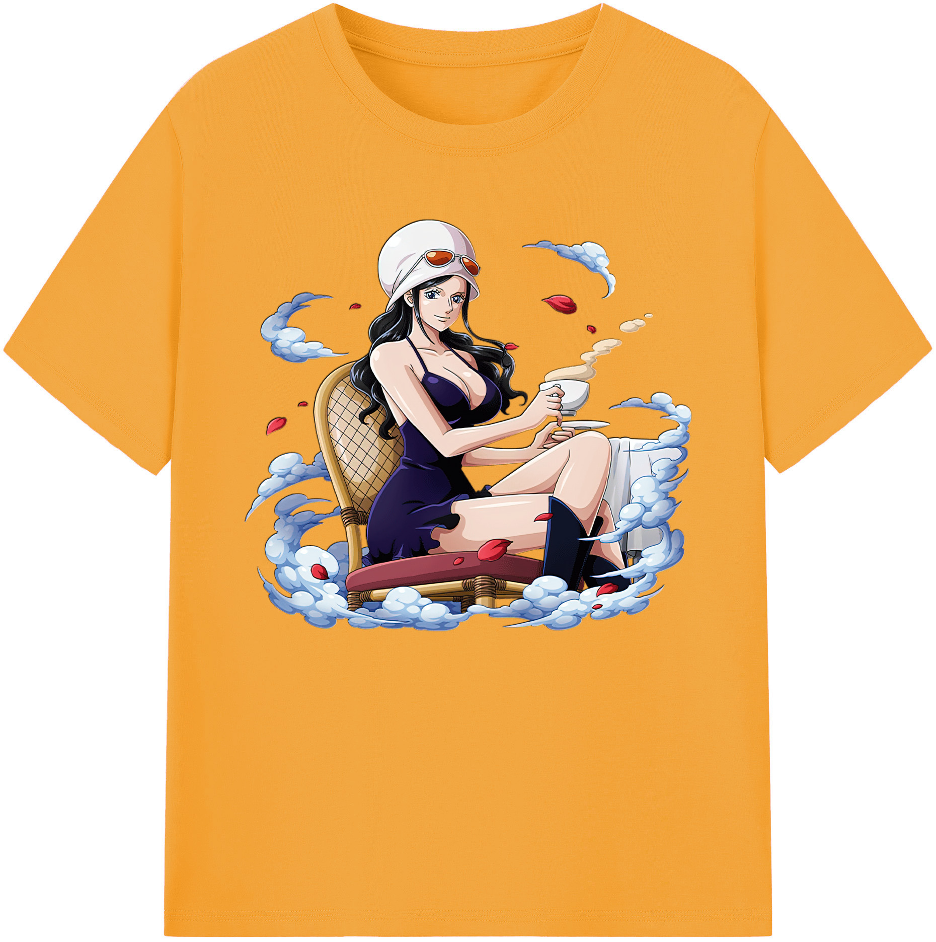 ワンピース ニコ・ロビン ONE PIECE Nico Robin 綿100％ メンズ半袖Tシャツ｜肌触りやわらか＆通気性