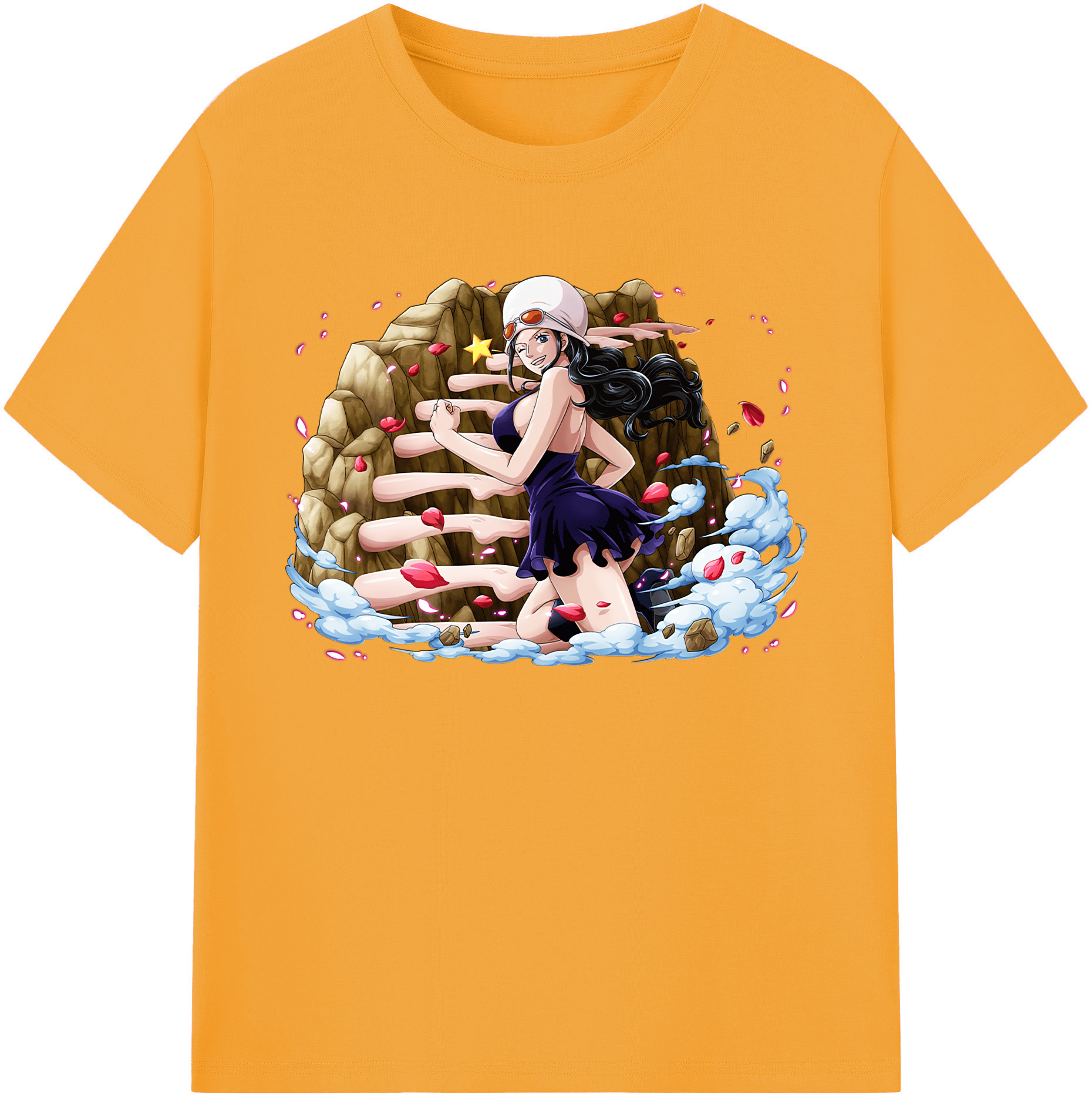 ワンピース ニコ・ロビン ONE PIECE Nico Robin 綿100％ メンズ半袖Tシャツ｜肌触りやわらか＆通気性