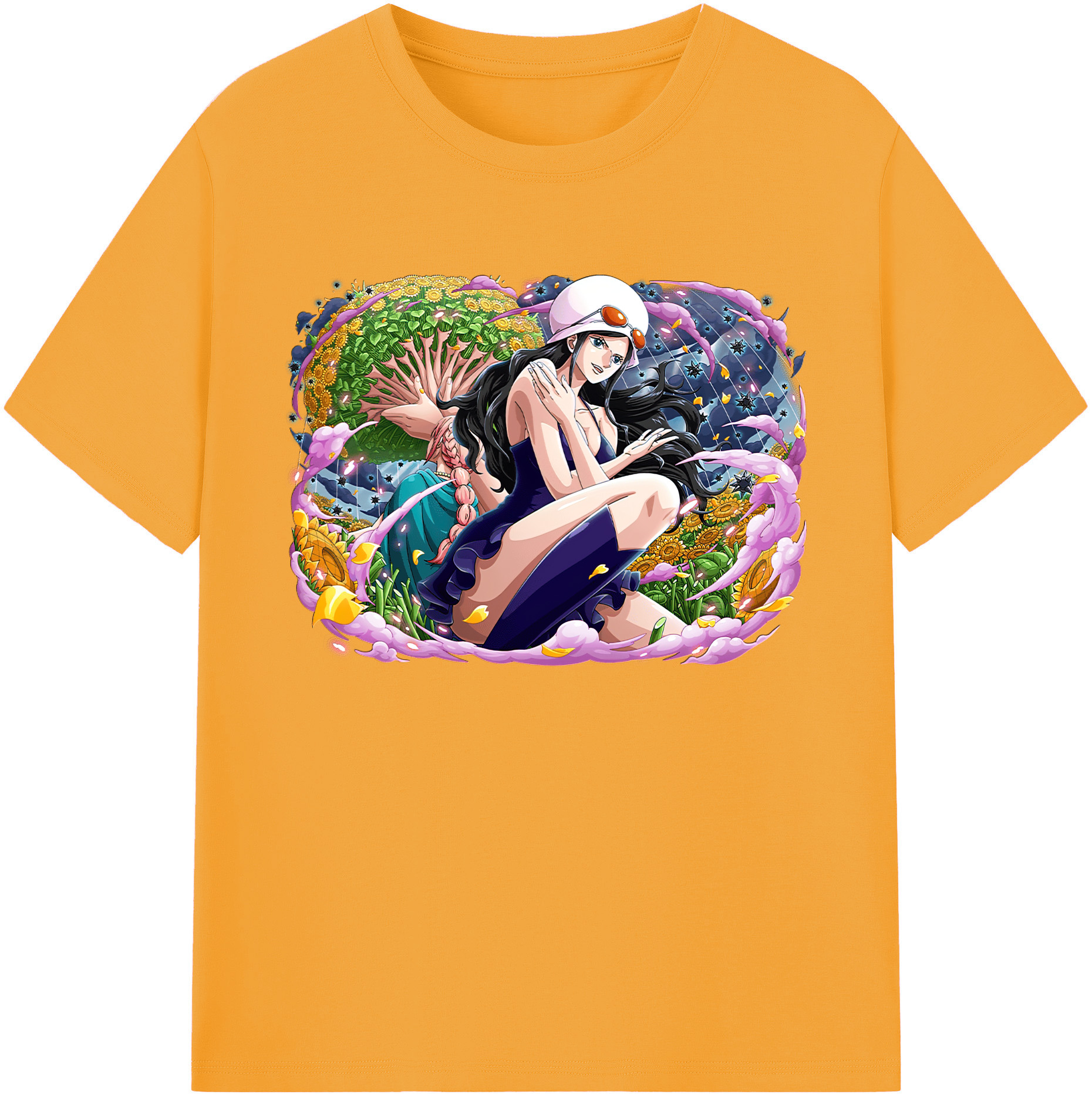 ワンピース ニコ・ロビン ONE PIECE Nico Robin 綿100％ メンズ半袖Tシャツ｜肌触りやわらか＆通気性