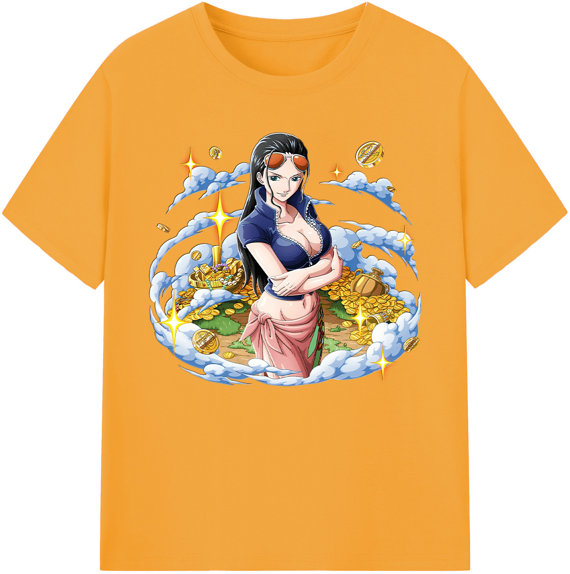 ワンピース ニコ・ロビン ONE PIECE Nico Robin 綿100％ メンズ半袖Tシャツ｜肌触りやわらか＆通気性