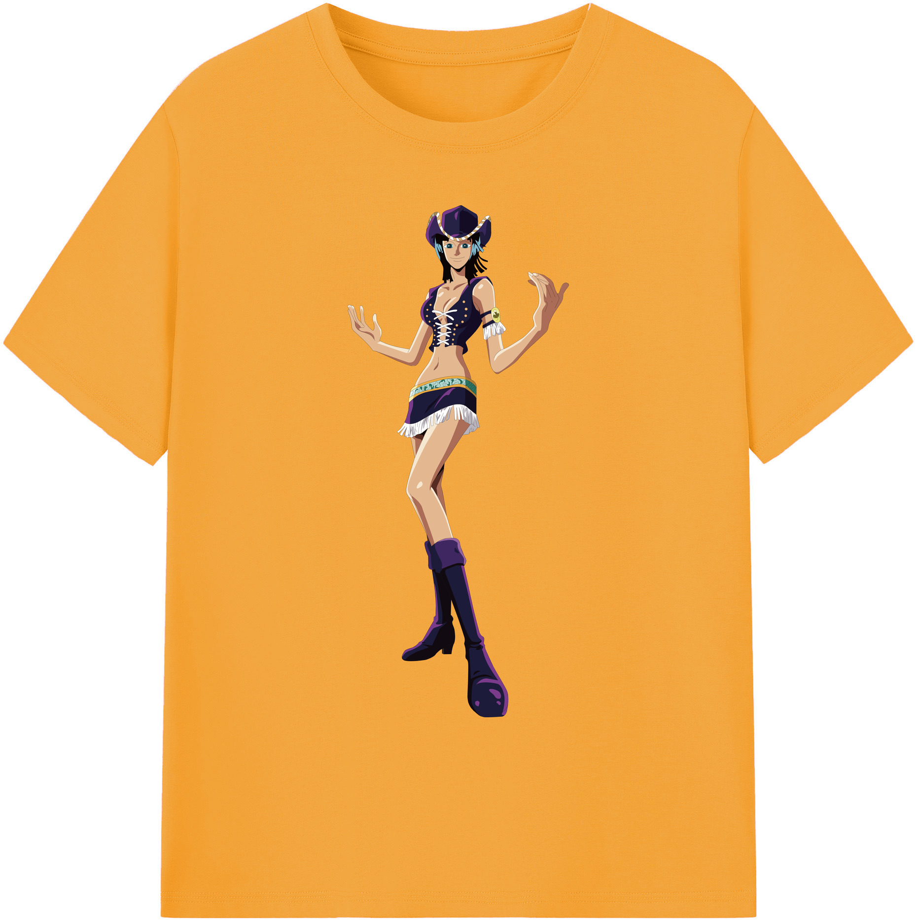 ワンピース ニコ・ロビン ONE PIECE Nico Robin 綿100％ メンズ半袖Tシャツ｜肌触りやわらか＆通気性