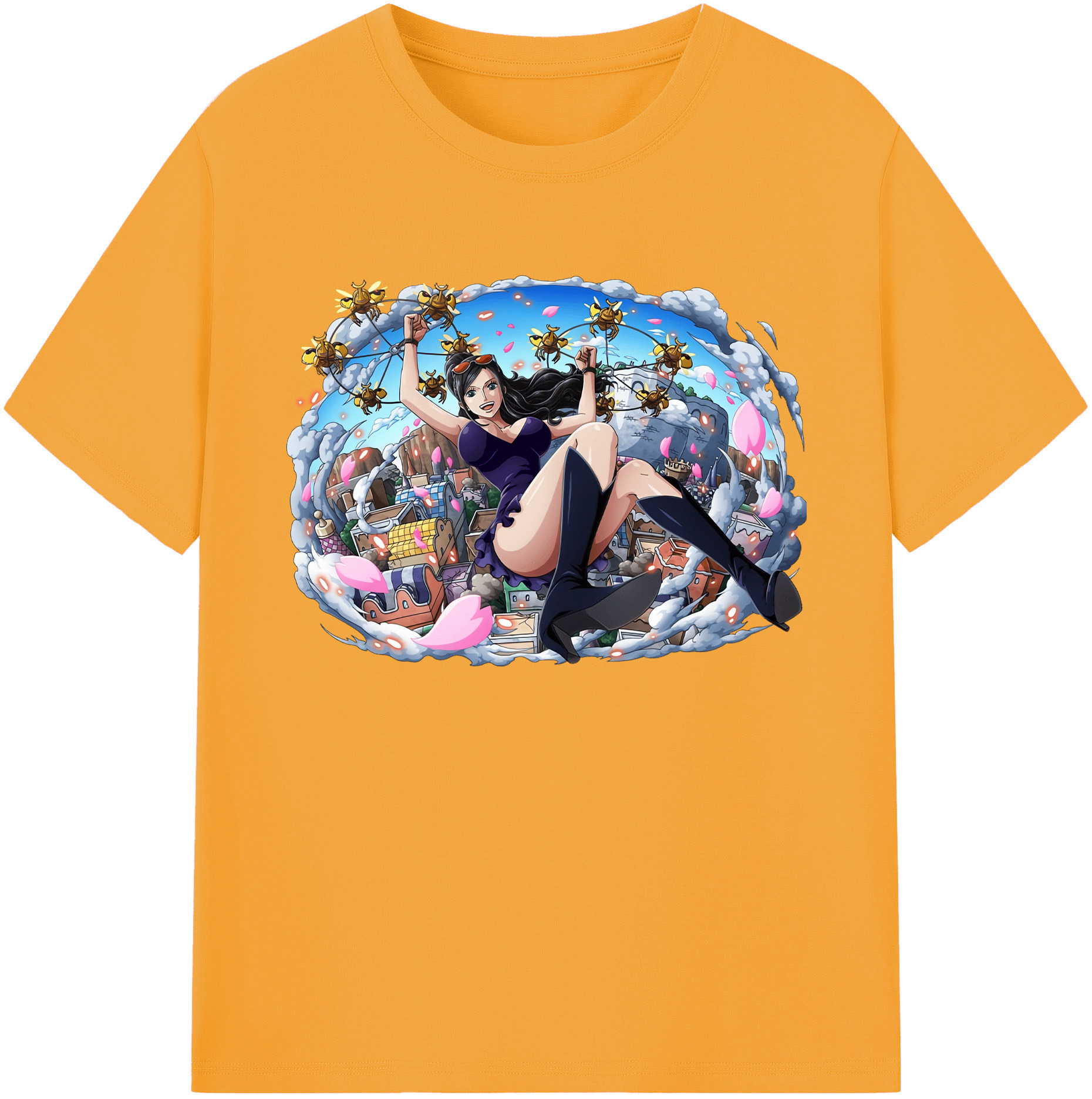 ワンピース ニコ・ロビン ONE PIECE Nico Robin 綿100％ メンズ半袖Tシャツ｜肌触りやわらか＆通気性
