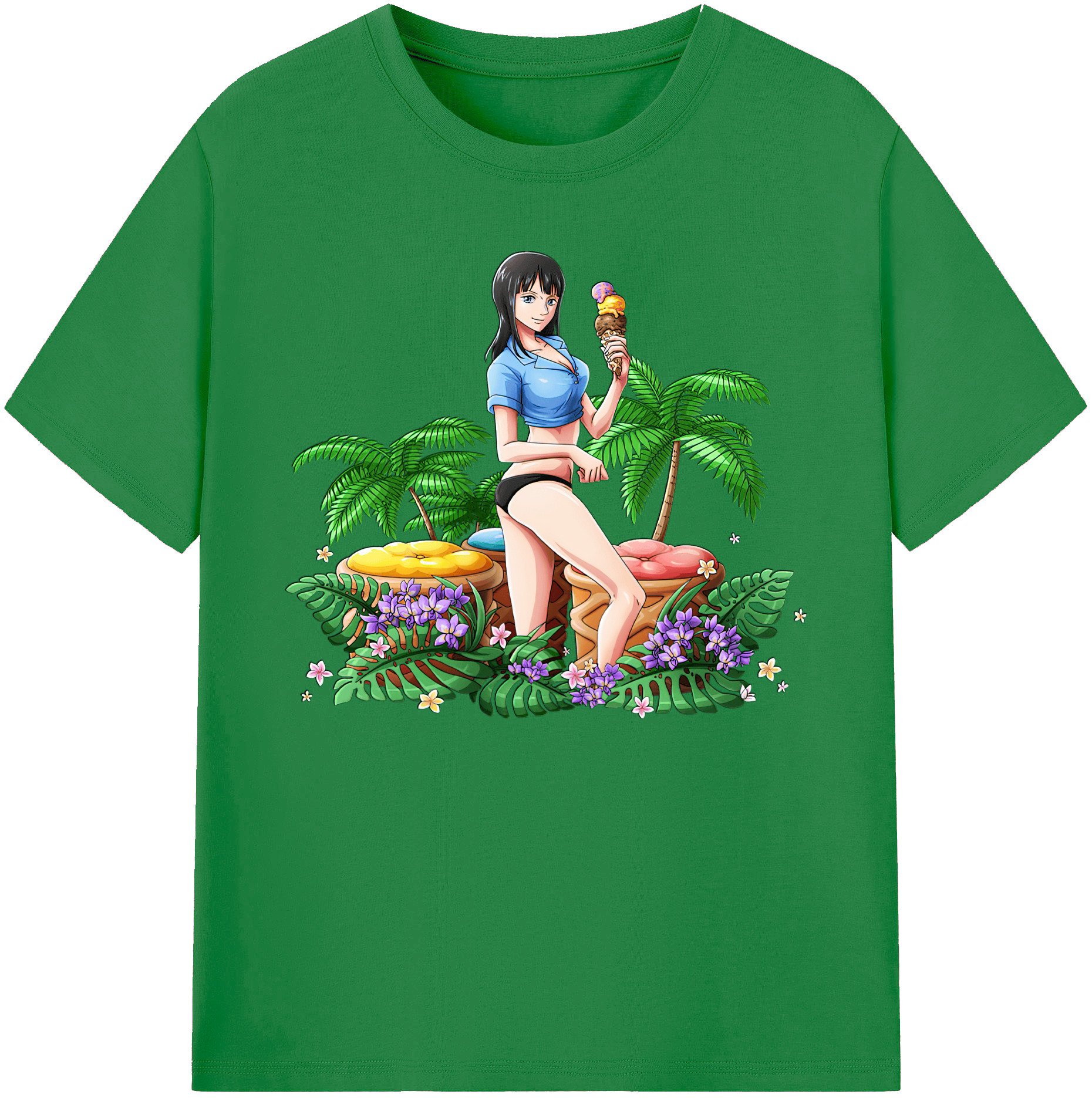 ワンピース ニコ・ロビン ONE PIECE Nico Robin 綿100％ メンズ半袖Tシャツ｜肌触りやわらか＆通気性