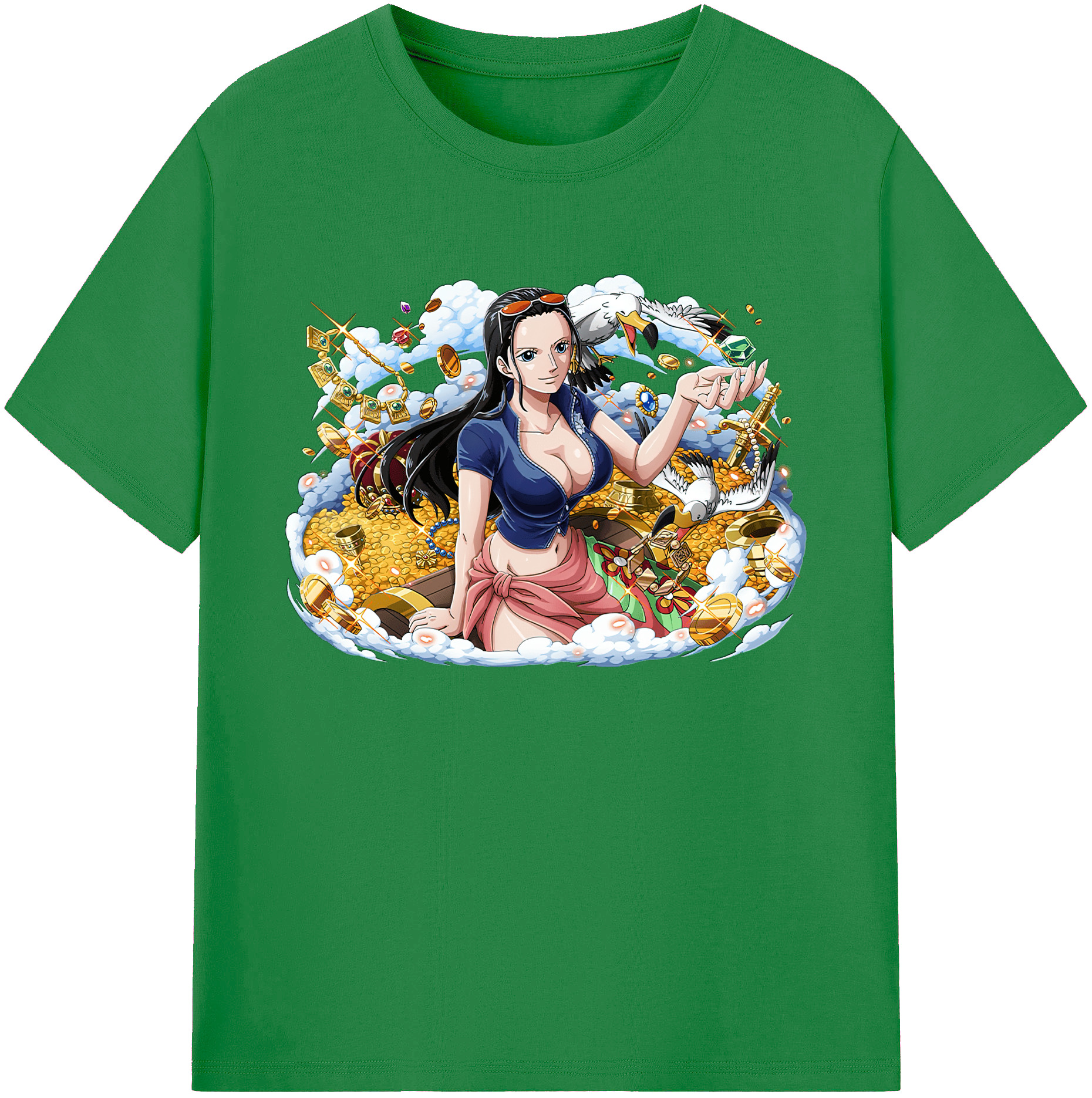 ワンピース ニコ・ロビン ONE PIECE Nico Robin 綿100％ メンズ半袖Tシャツ｜肌触りやわらか＆通気性