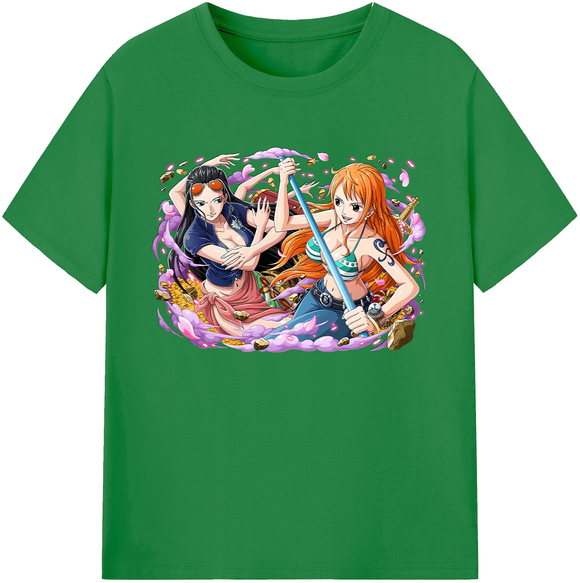 ワンピース ニコ・ロビン ONE PIECE Nico Robin 綿100％ メンズ半袖Tシャツ｜肌触りやわらか＆通気性