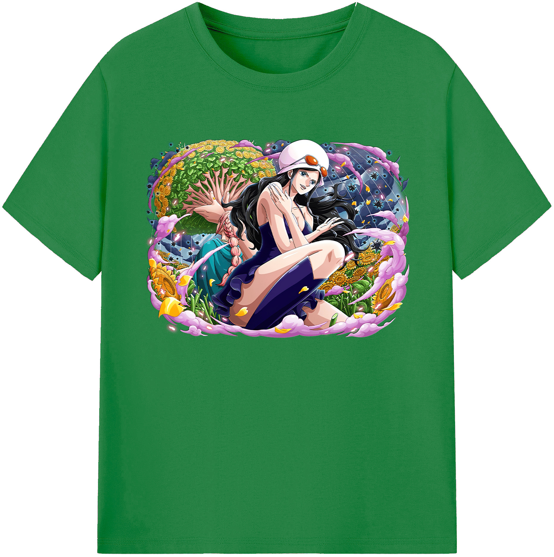 ワンピース ニコ・ロビン ONE PIECE Nico Robin 綿100％ メンズ半袖Tシャツ｜肌触りやわらか＆通気性