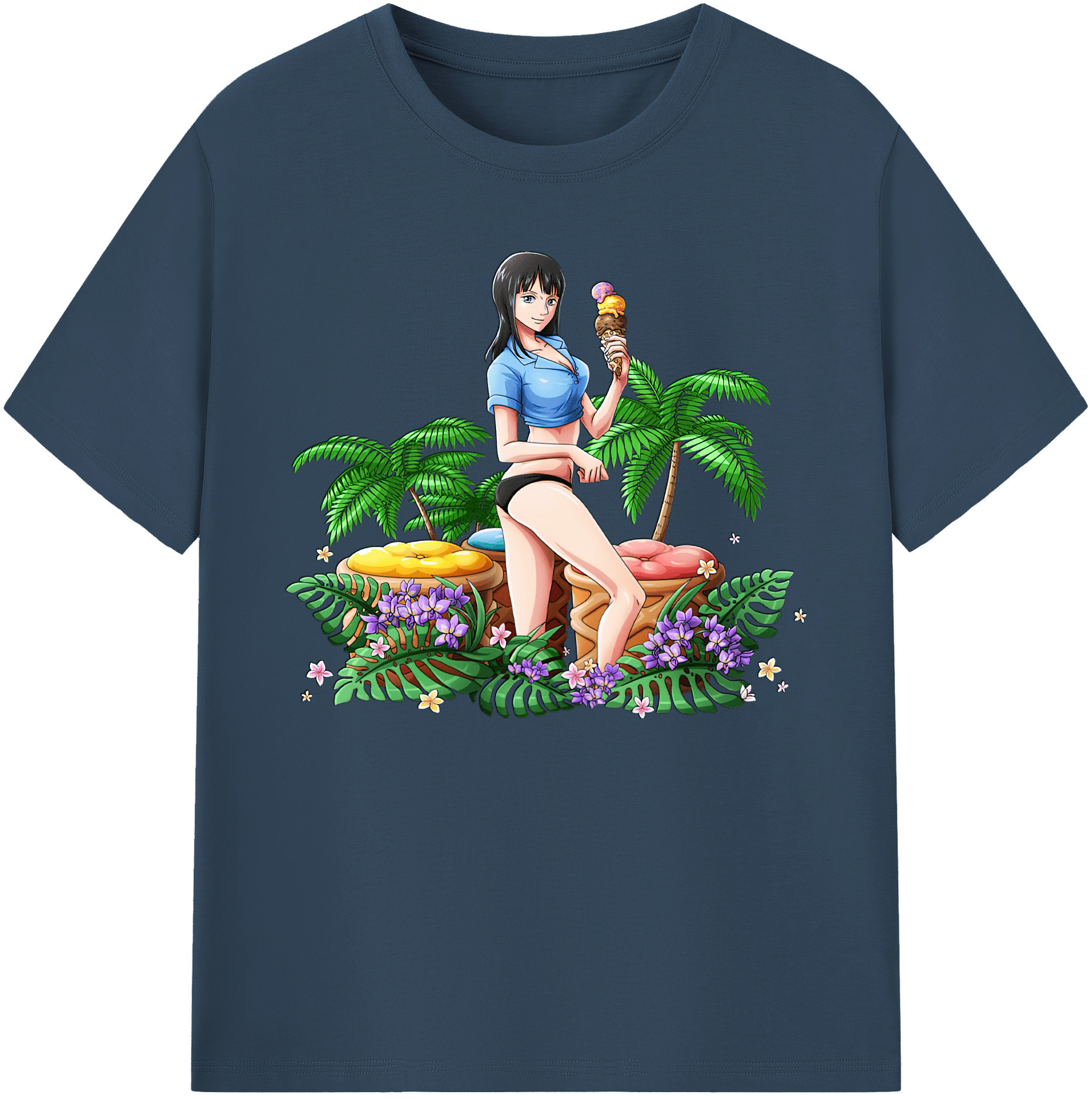 ワンピース ニコ・ロビン ONE PIECE Nico Robin 綿100％ メンズ半袖Tシャツ｜肌触りやわらか＆通気性