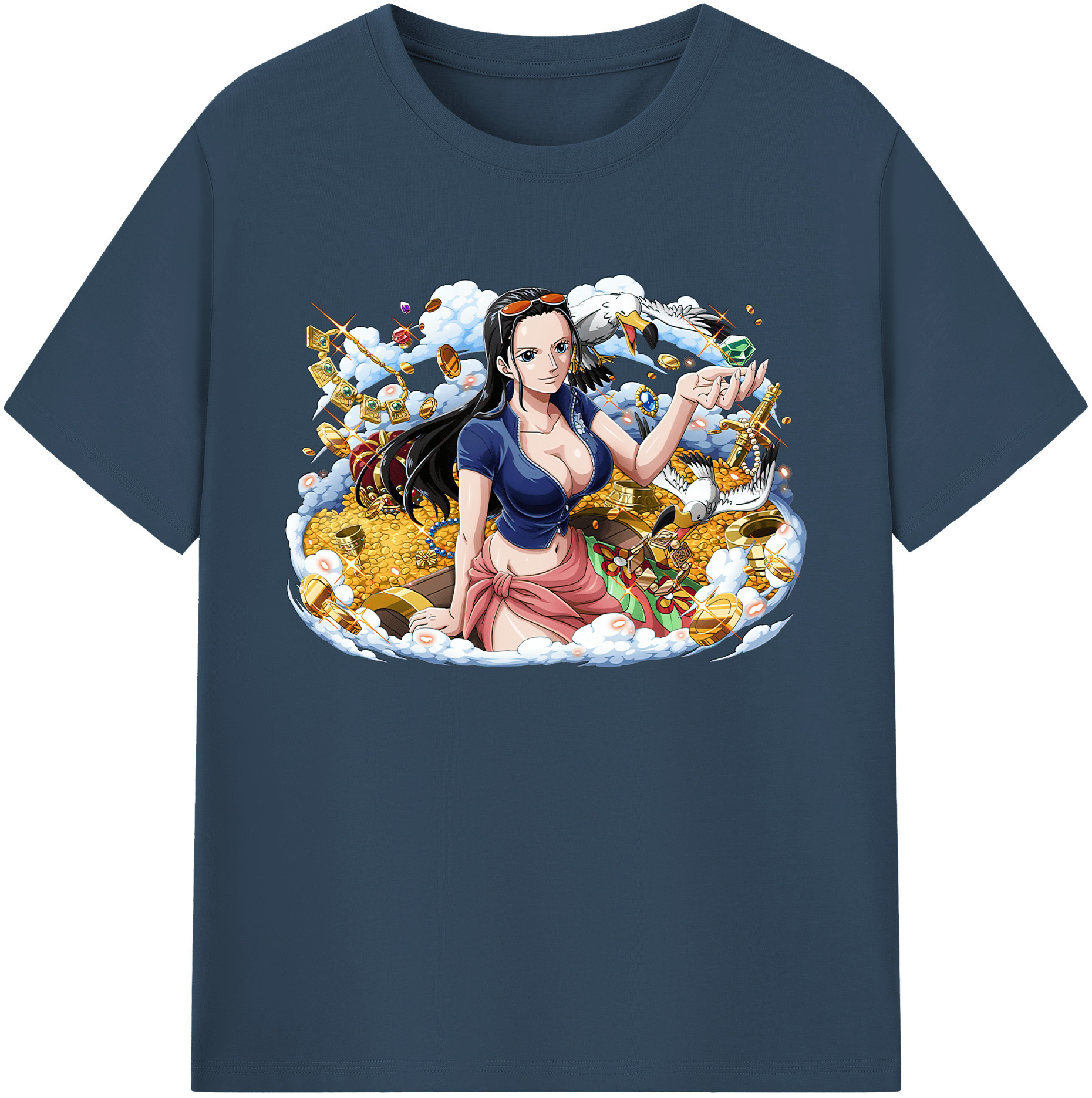 ワンピース ニコ・ロビン ONE PIECE Nico Robin 綿100％ メンズ半袖Tシャツ｜肌触りやわらか＆通気性