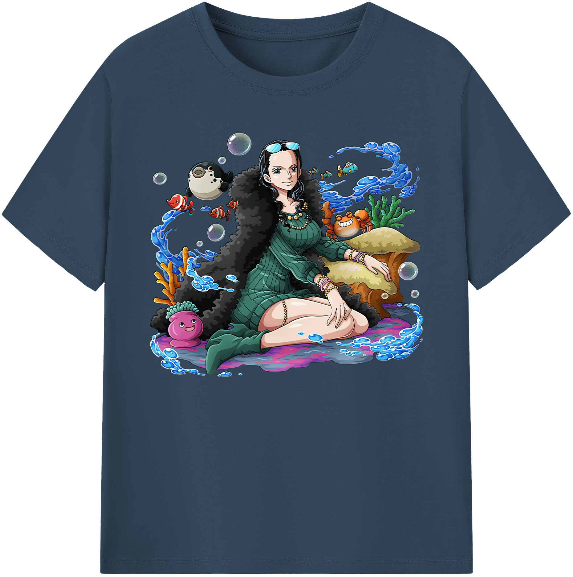 ワンピース ニコ・ロビン ONE PIECE Nico Robin 綿100％ メンズ半袖Tシャツ｜肌触りやわらか＆通気性