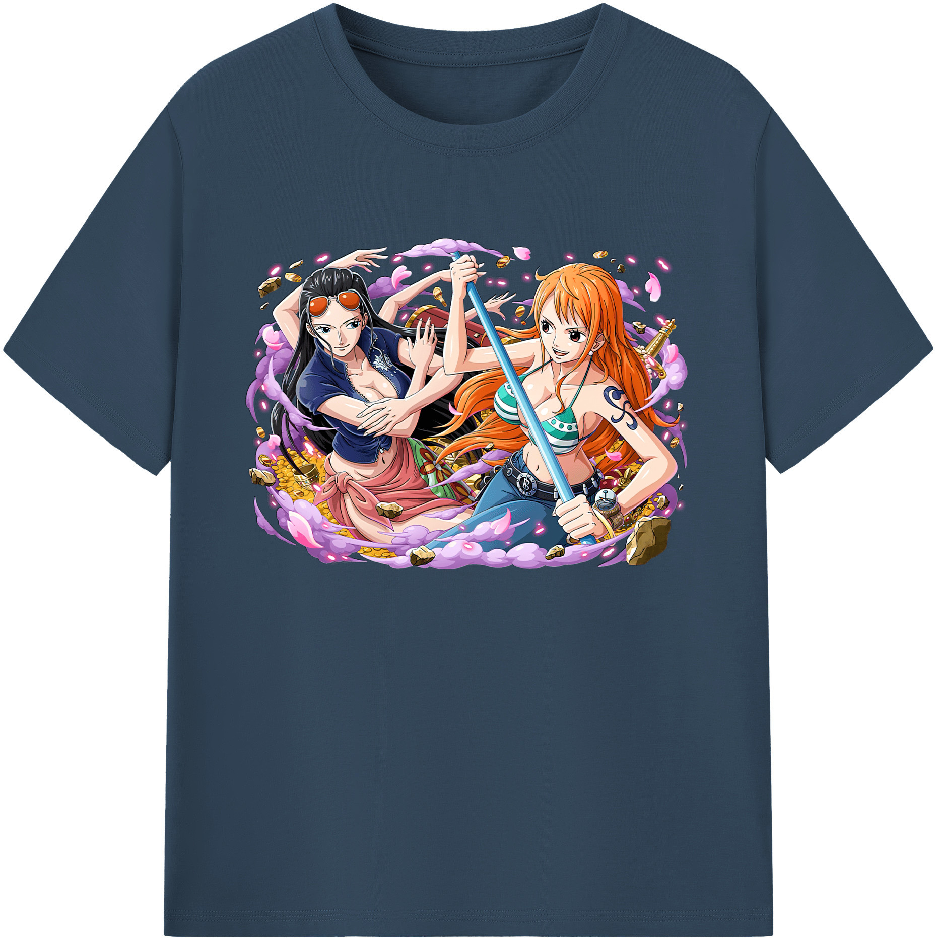 ワンピース ニコ・ロビン ONE PIECE Nico Robin 綿100％ メンズ半袖Tシャツ｜肌触りやわらか＆通気性