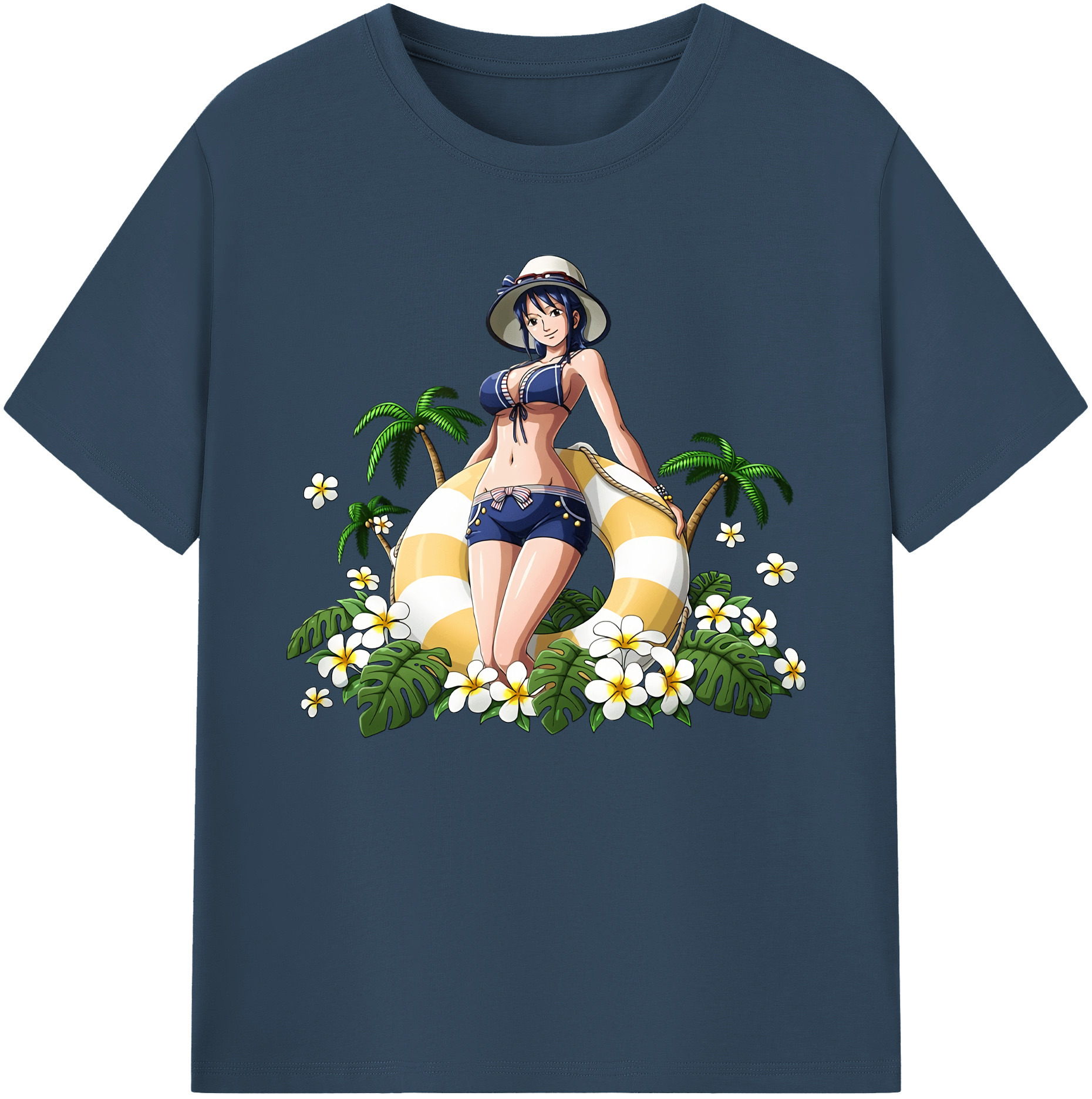 ワンピース ニコ・ロビン ONE PIECE Nico Robin 綿100％ メンズ半袖Tシャツ｜肌触りやわらか＆通気性