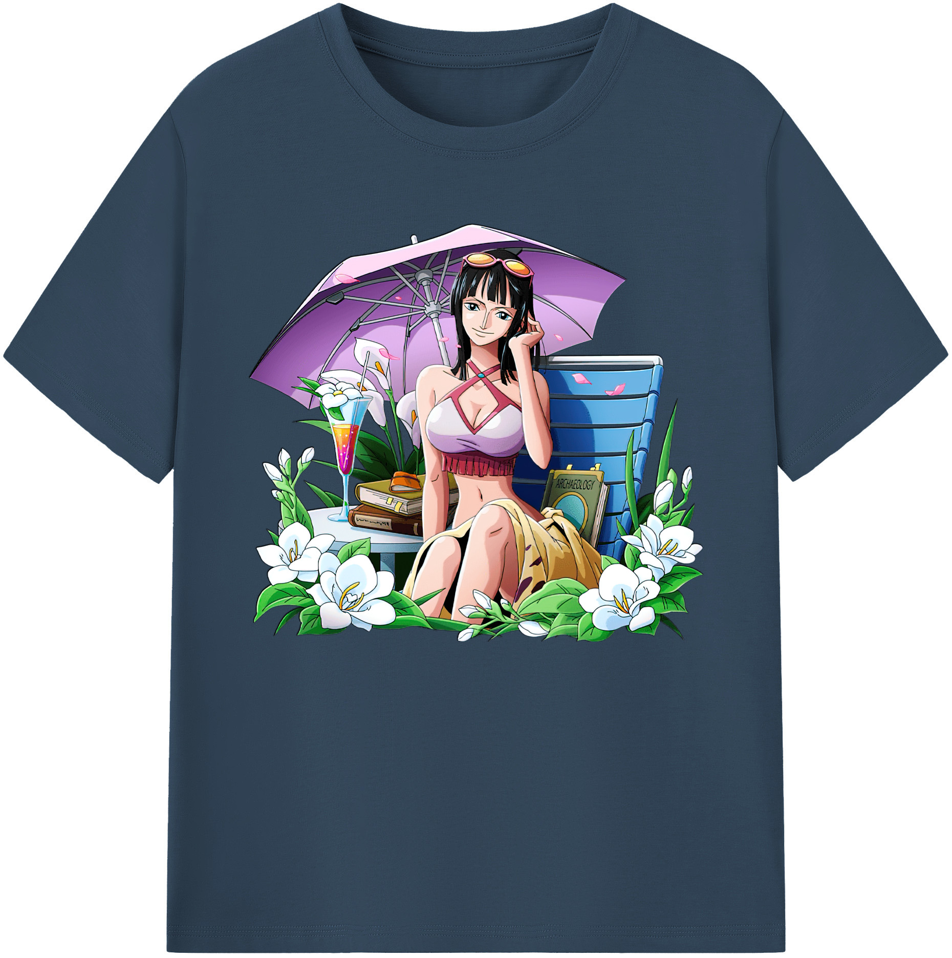 ワンピース ニコ・ロビン ONE PIECE Nico Robin 綿100％ メンズ半袖Tシャツ｜肌触りやわらか＆通気性