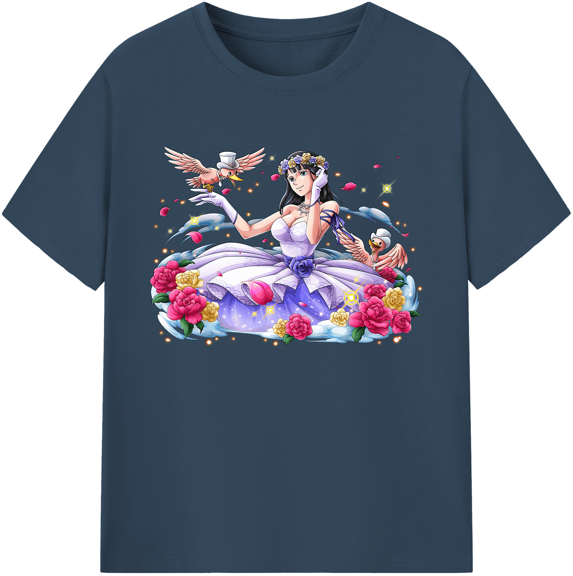 ワンピース ニコ・ロビン ONE PIECE Nico Robin 綿100％ メンズ半袖Tシャツ｜肌触りやわらか＆通気性