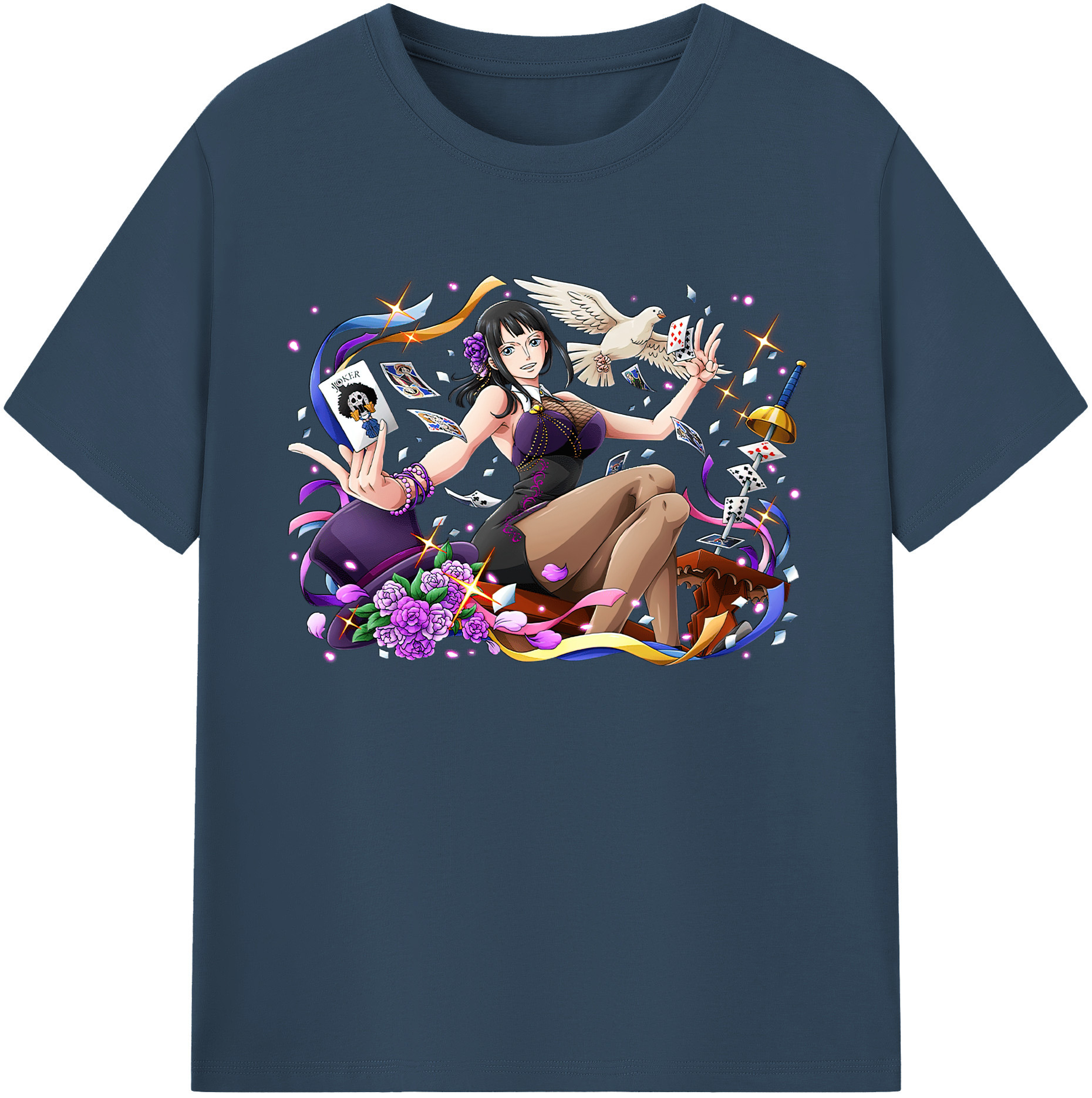 ワンピース ニコ・ロビン ONE PIECE Nico Robin 綿100％ メンズ半袖Tシャツ｜肌触りやわらか＆通気性